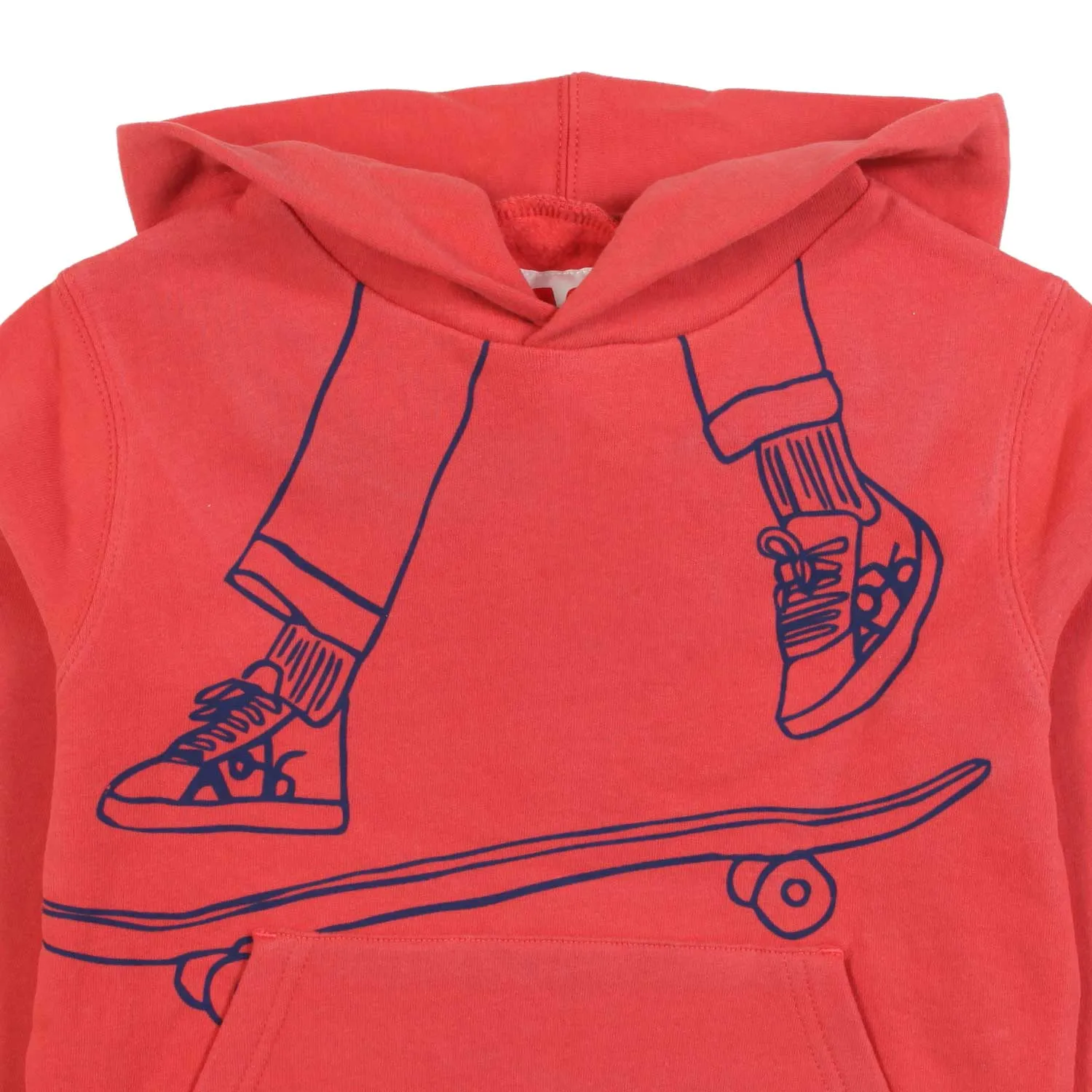 Felpa Hudson Rosso Corallo Con Cappuccio