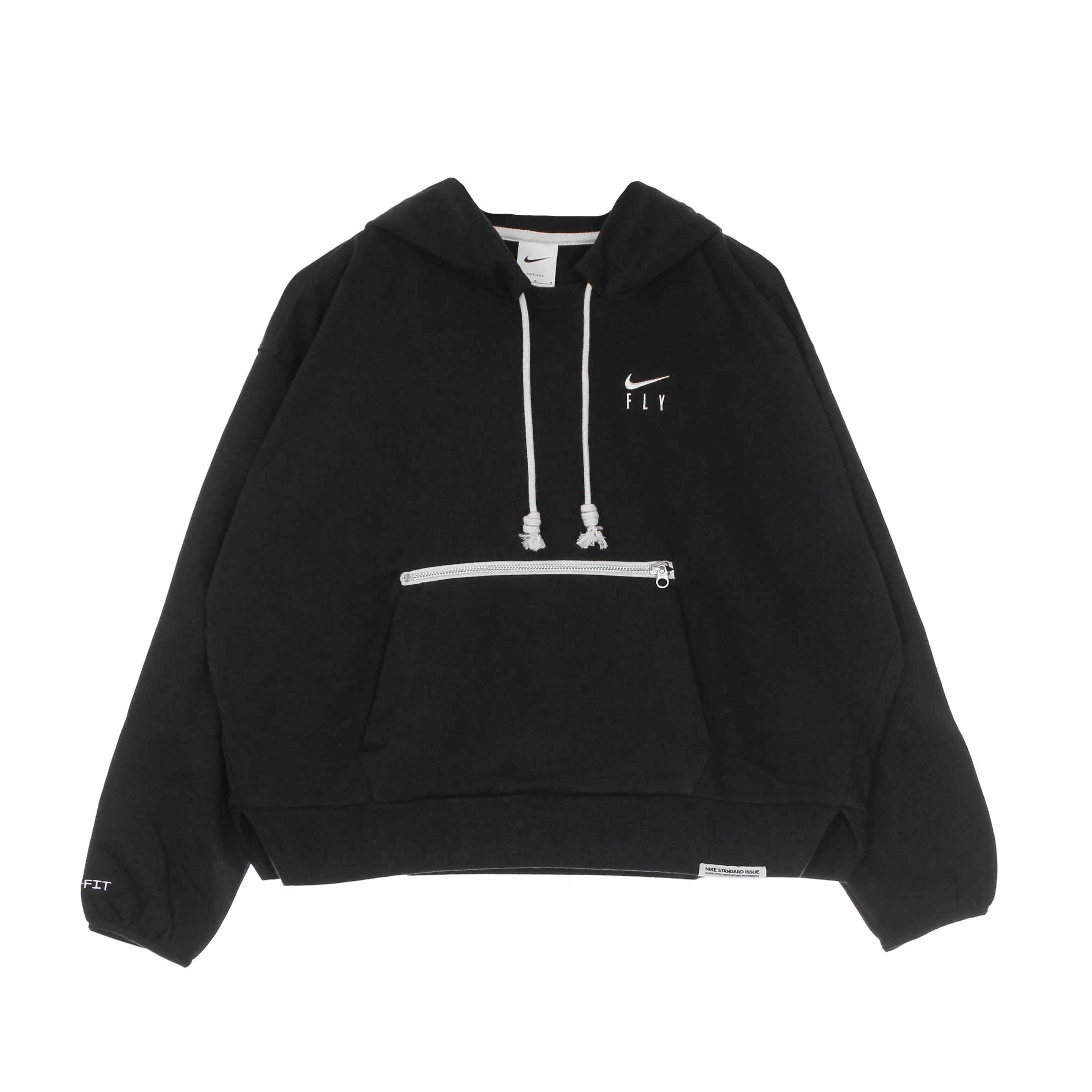 Felpa Leggera Cappuccio Donna W Dri Fit Standard Issue Po Hoodie Black/pale Ivory