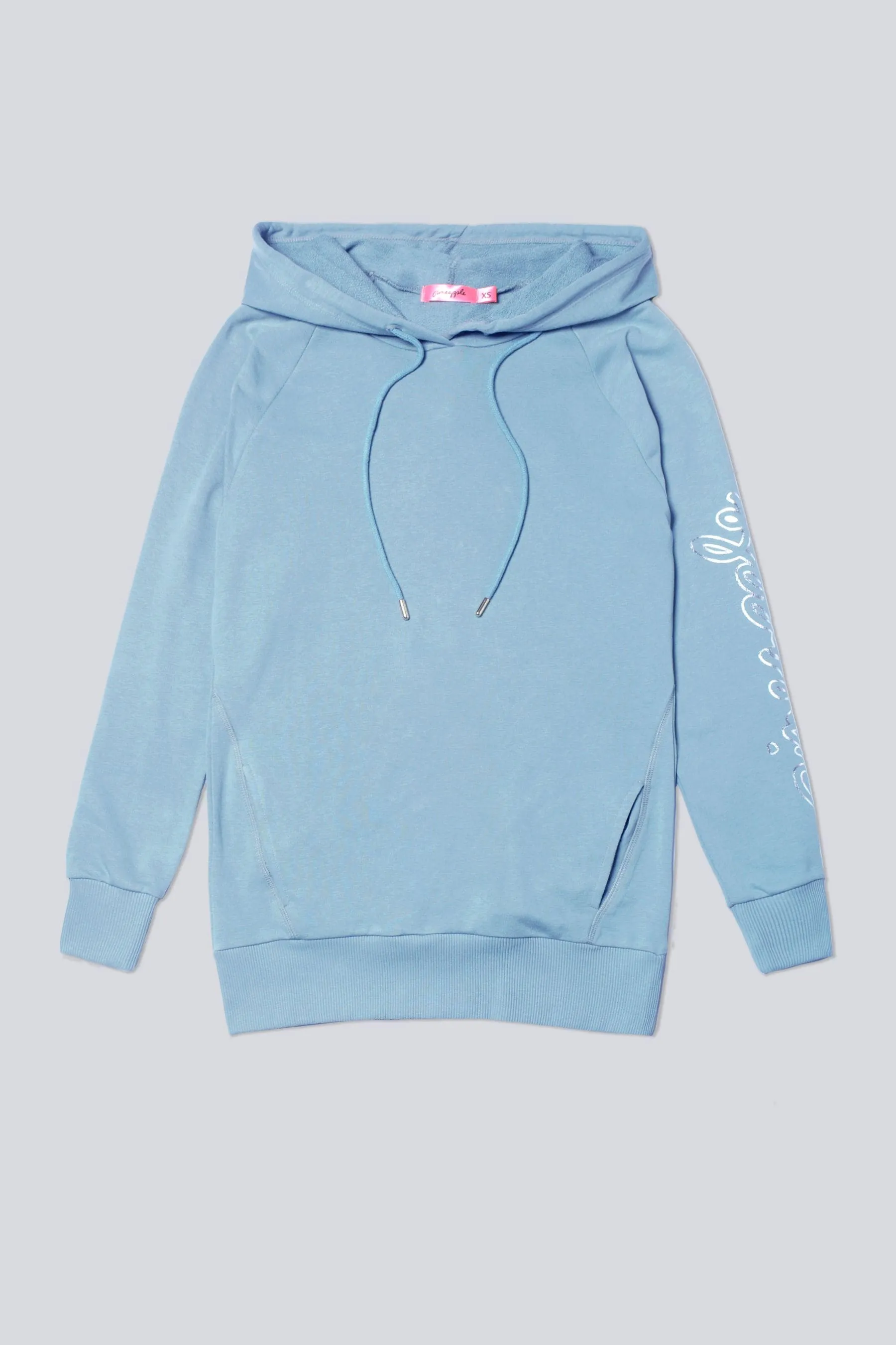 Felpa lunga con logo e cappuccio