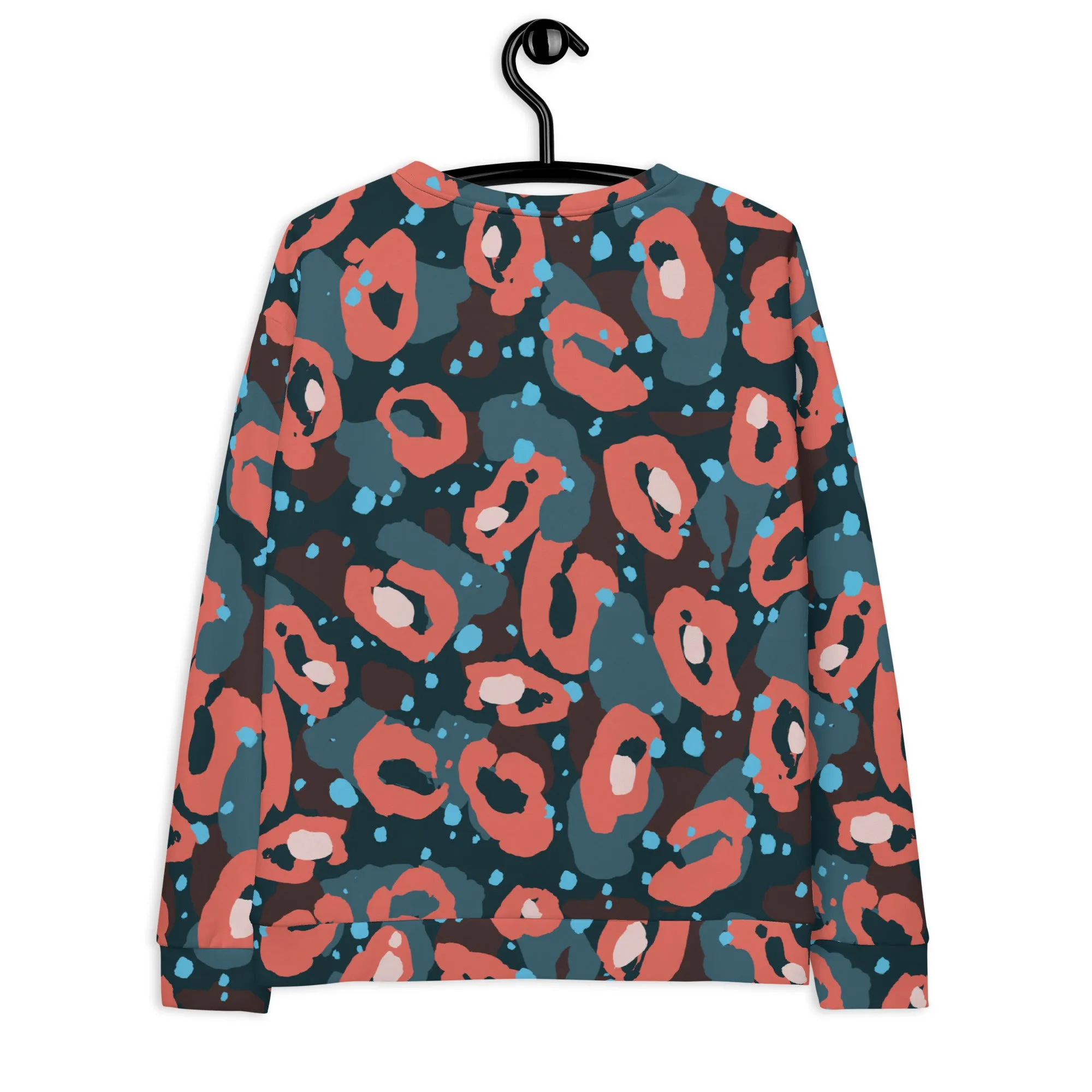 Felpa unisex con fantasia blu e rossa