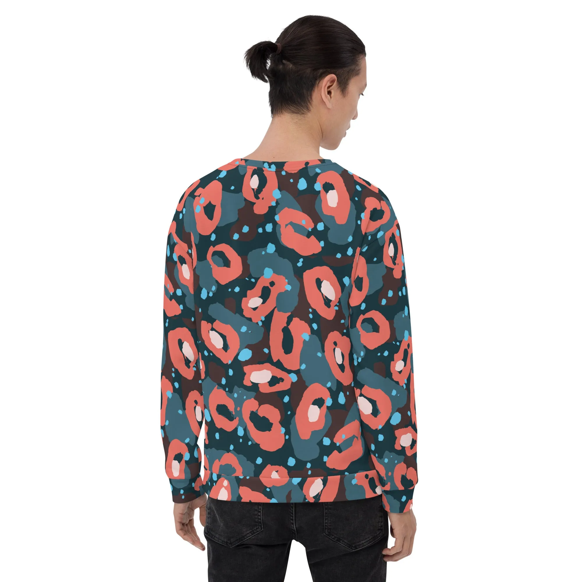 Felpa unisex con fantasia blu e rossa