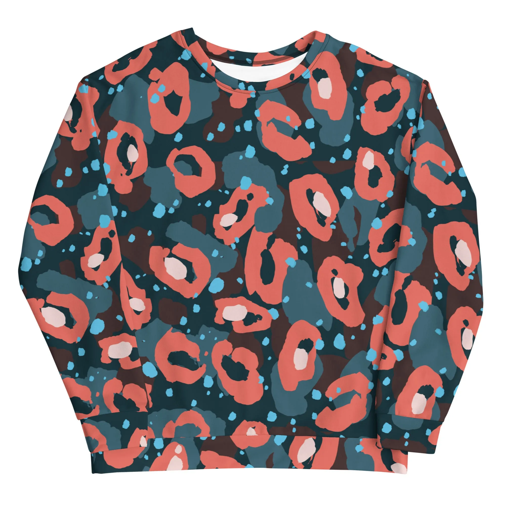 Felpa unisex con fantasia blu e rossa