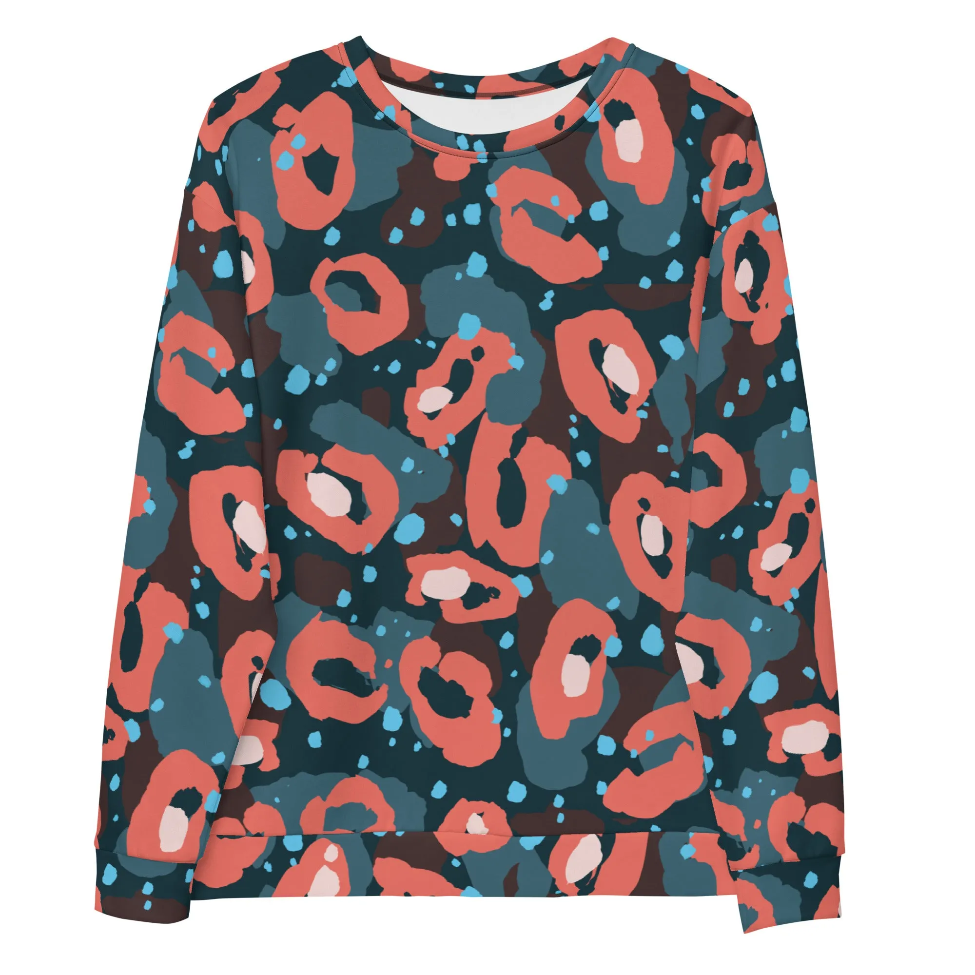 Felpa unisex con fantasia blu e rossa