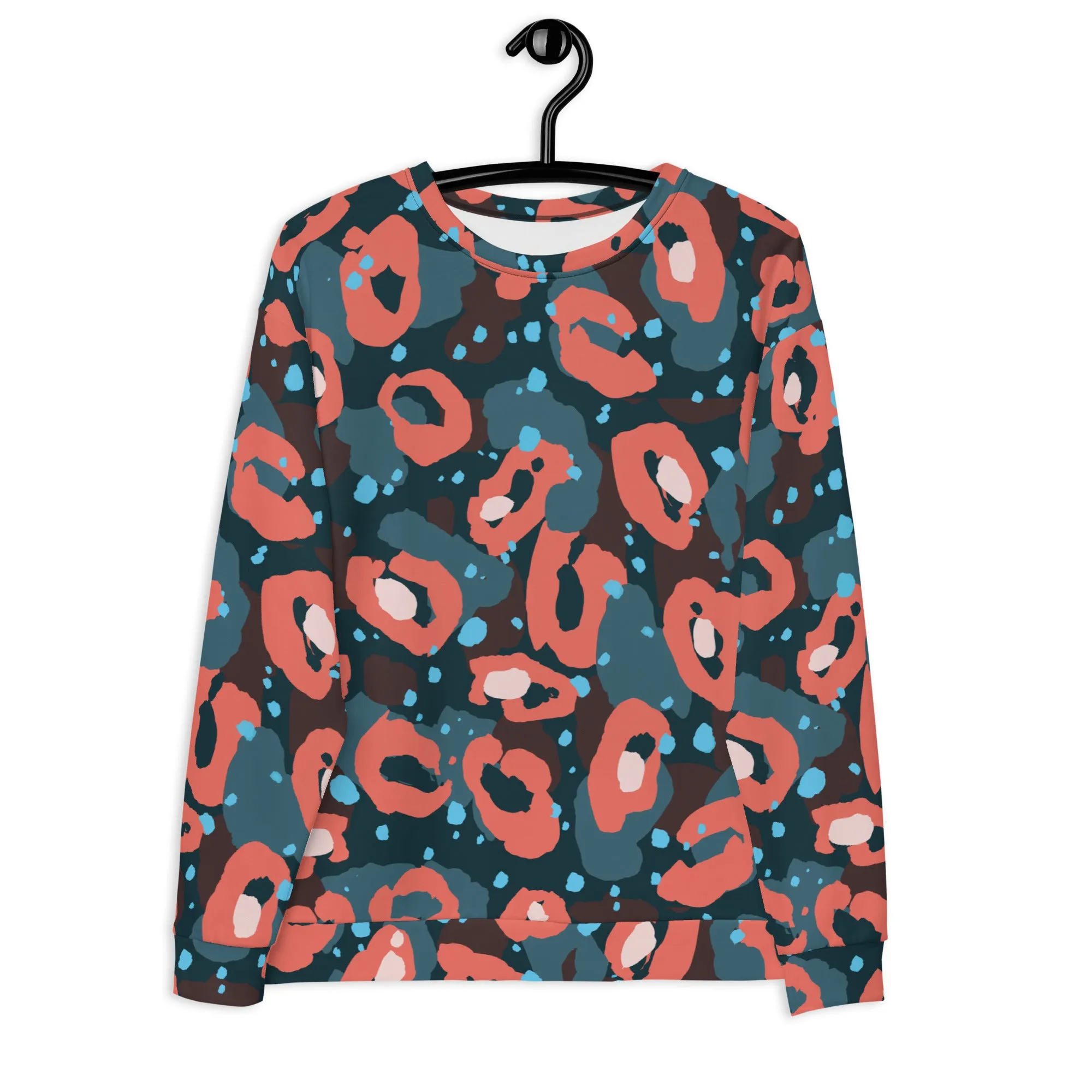 Felpa unisex con fantasia blu e rossa
