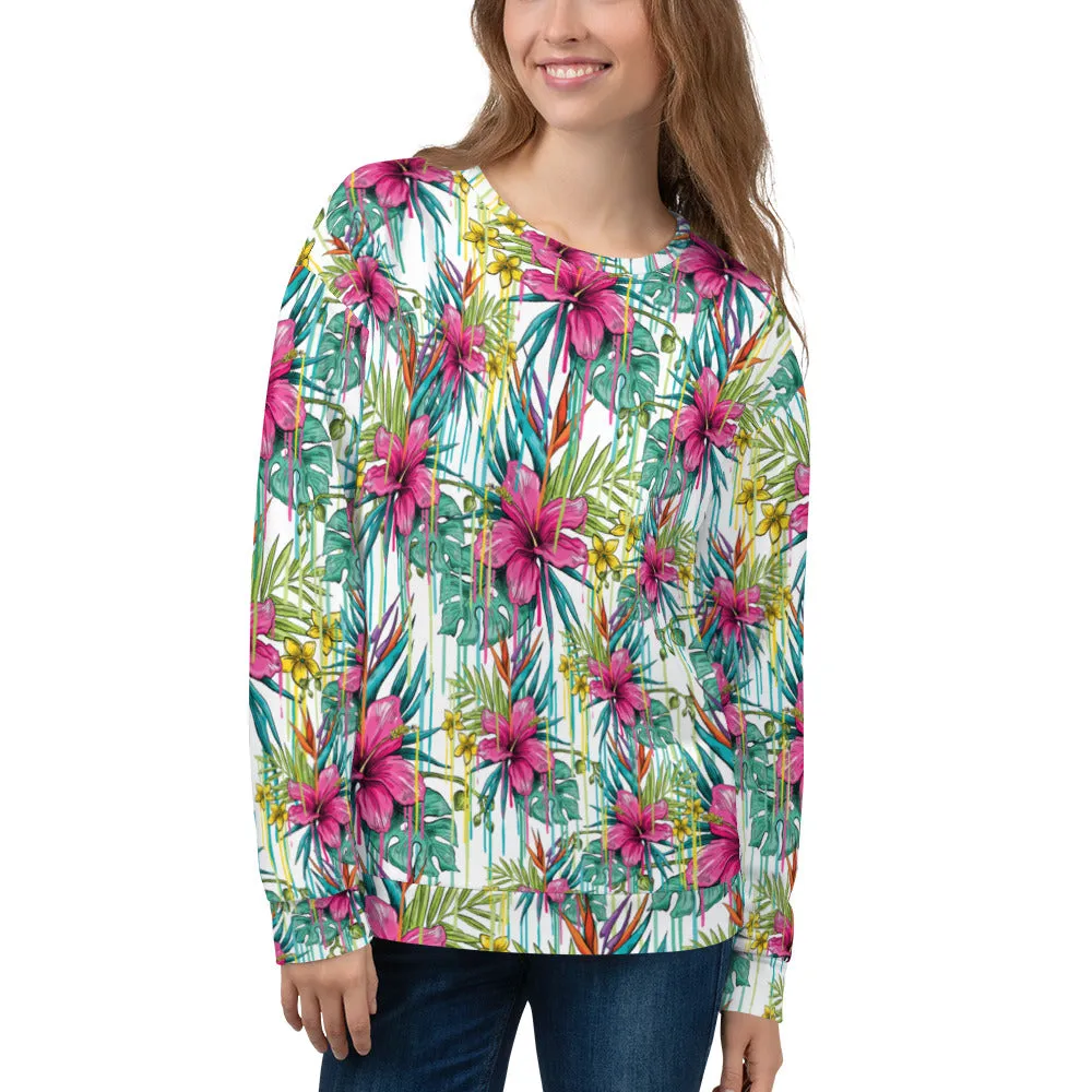 Felpa unisex con fiori fucsia