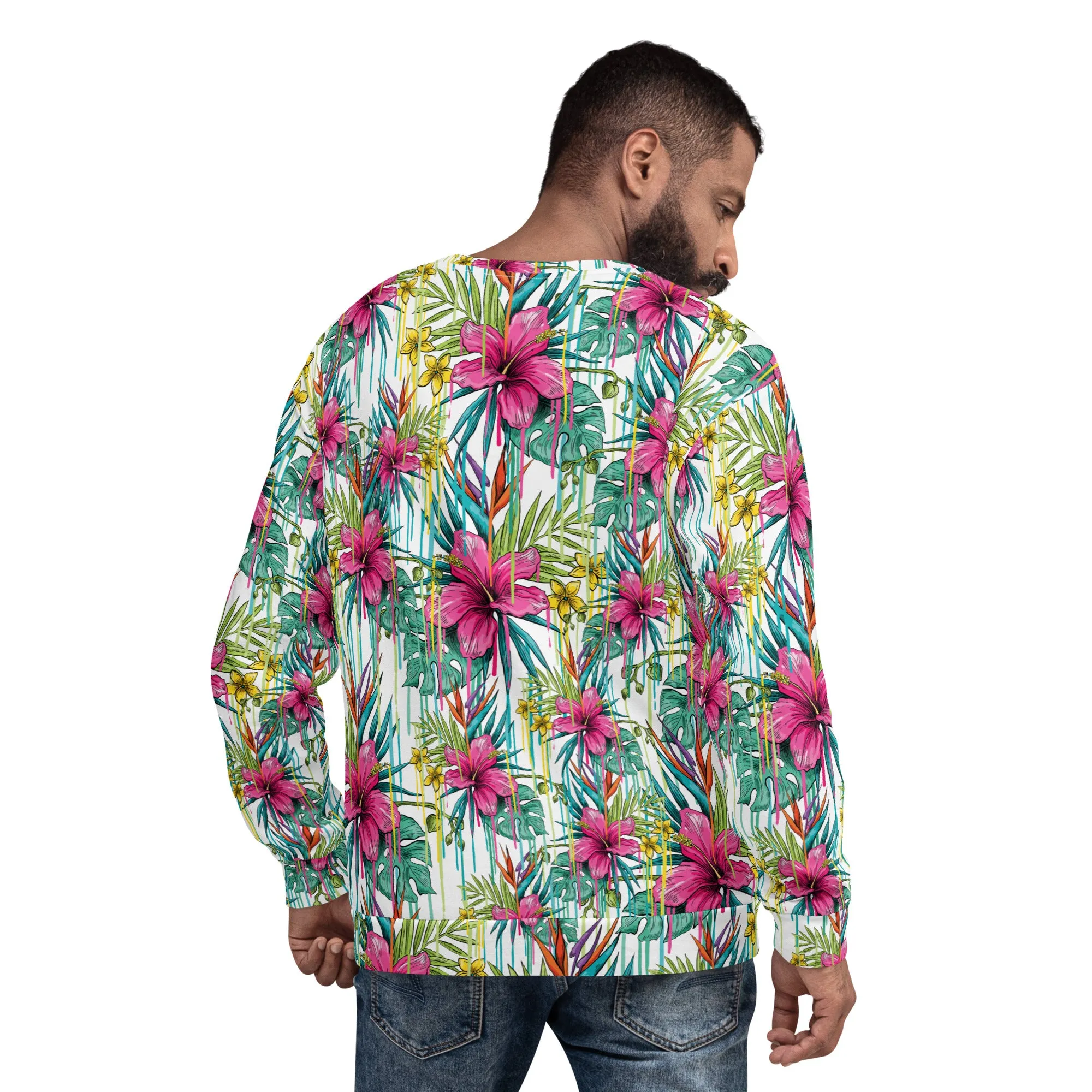 Felpa unisex con fiori fucsia