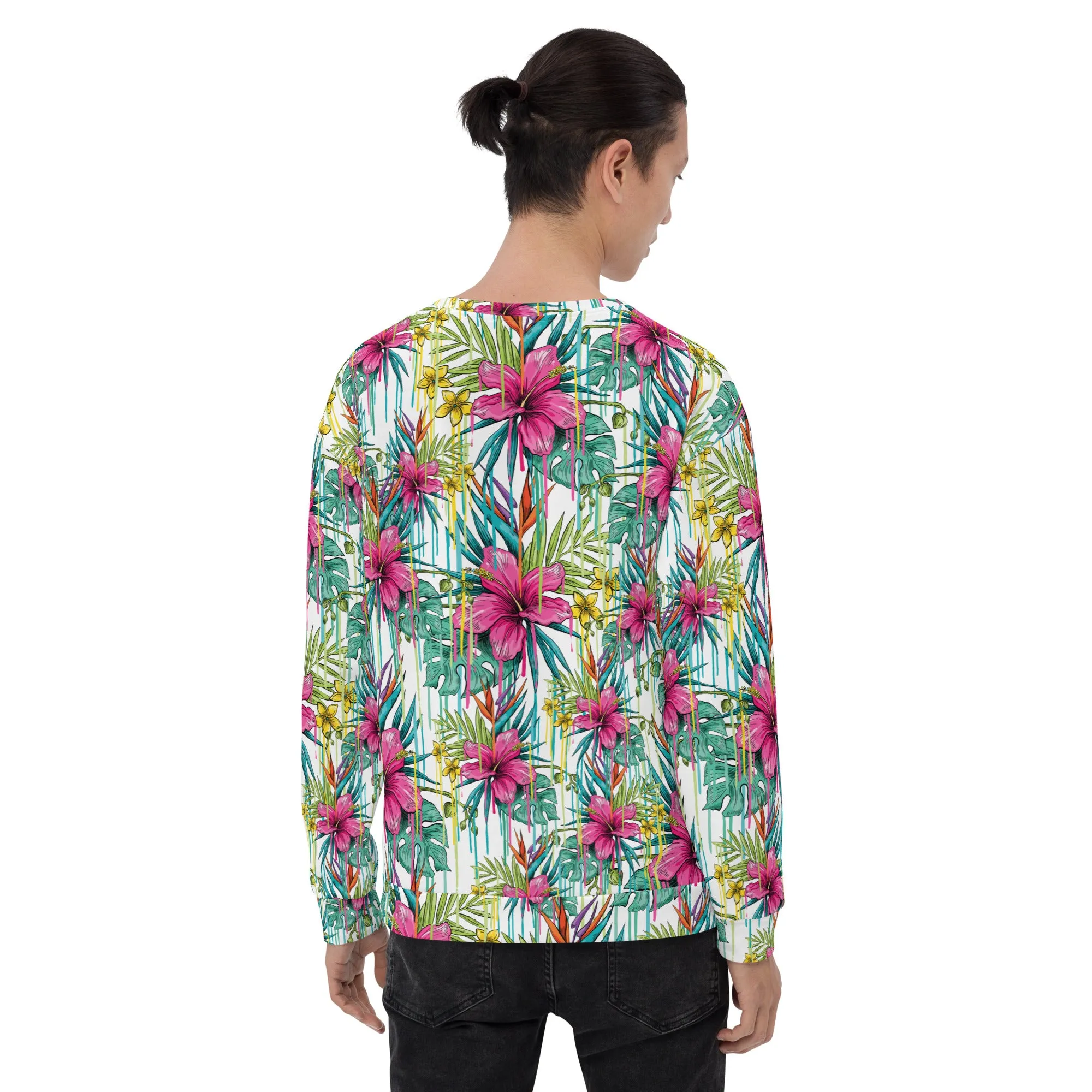 Felpa unisex con fiori fucsia