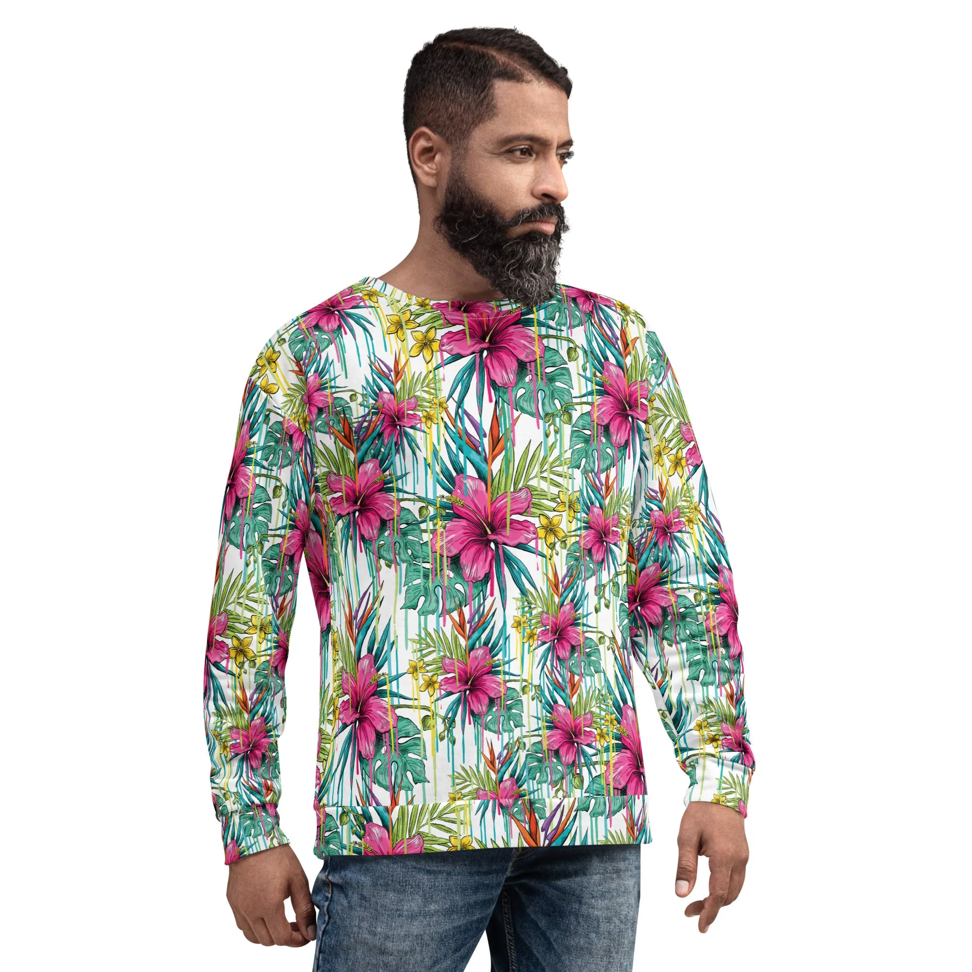 Felpa unisex con fiori fucsia