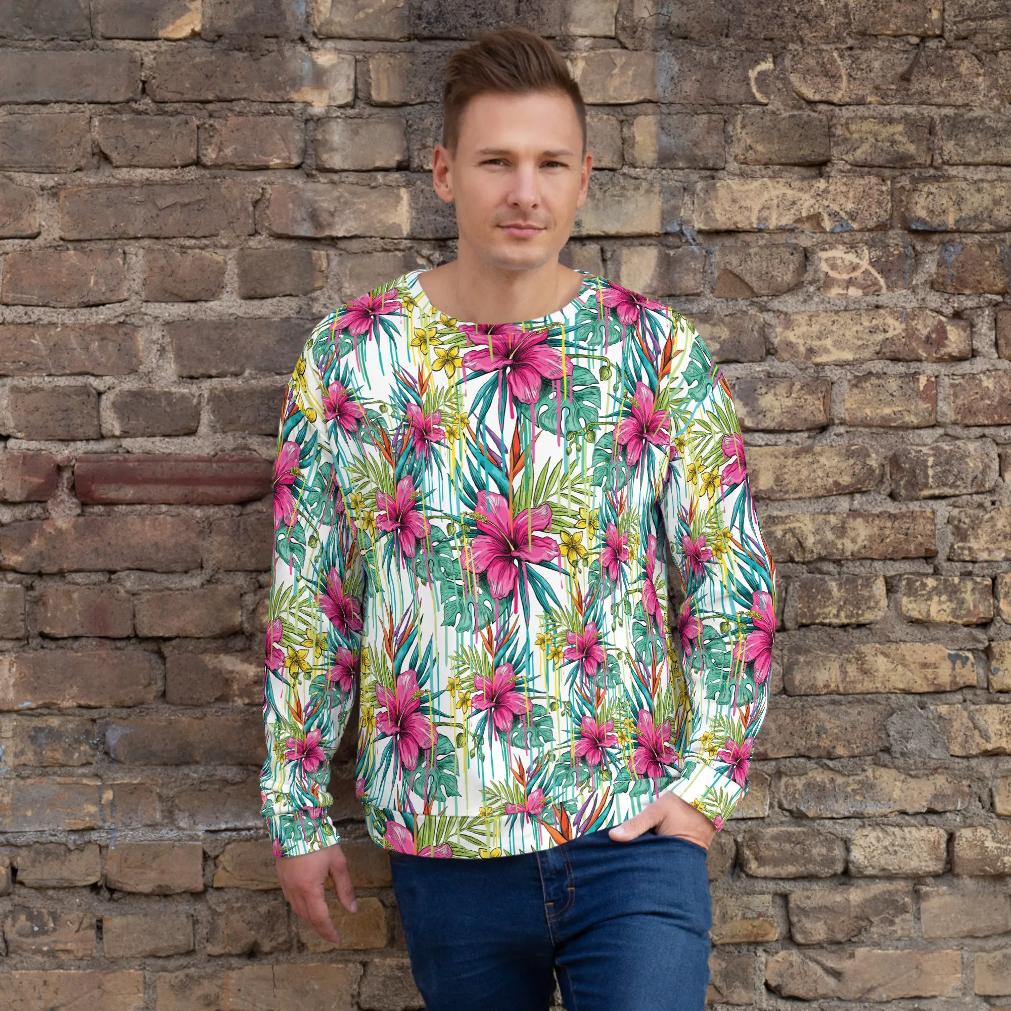 Felpa unisex con fiori fucsia