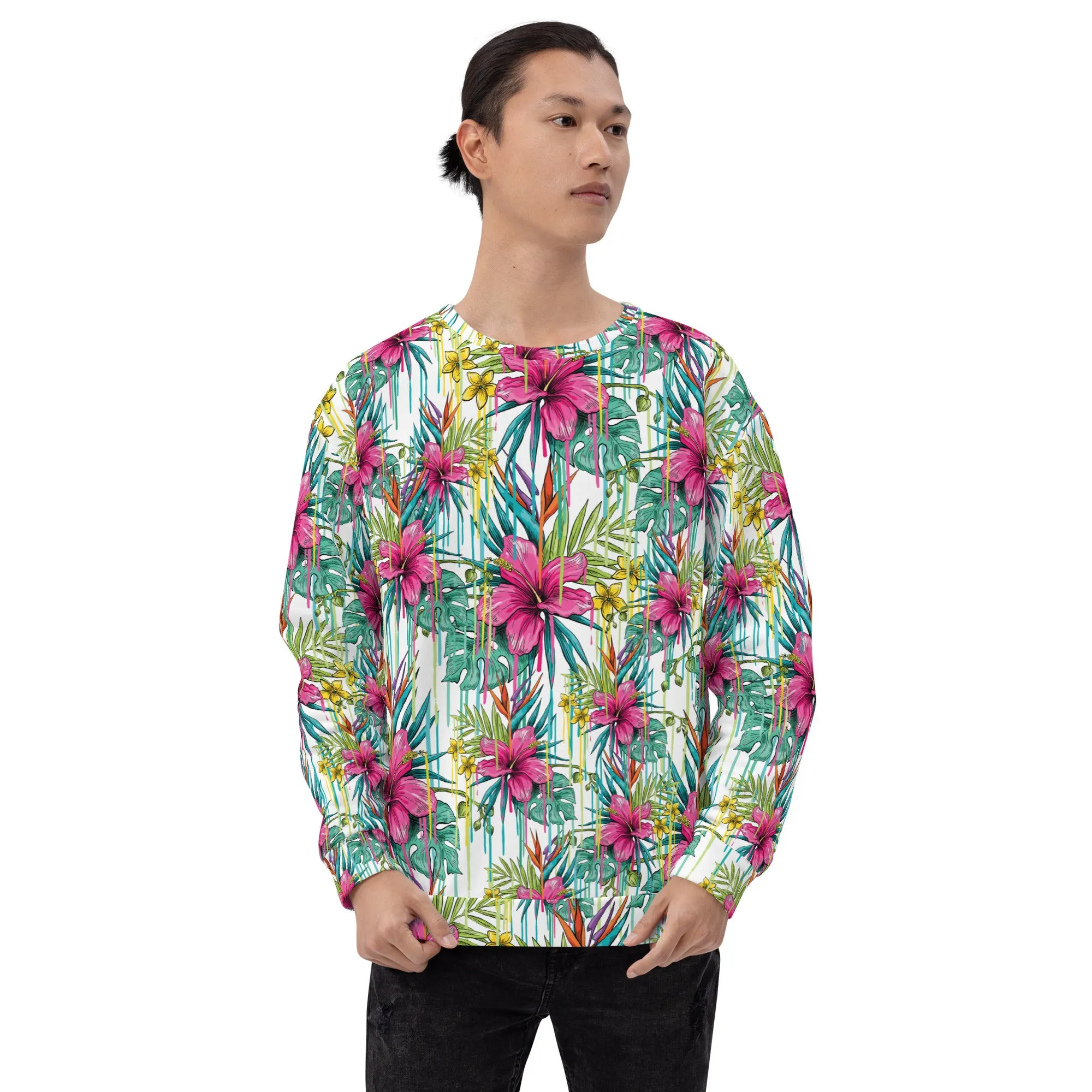 Felpa unisex con fiori fucsia