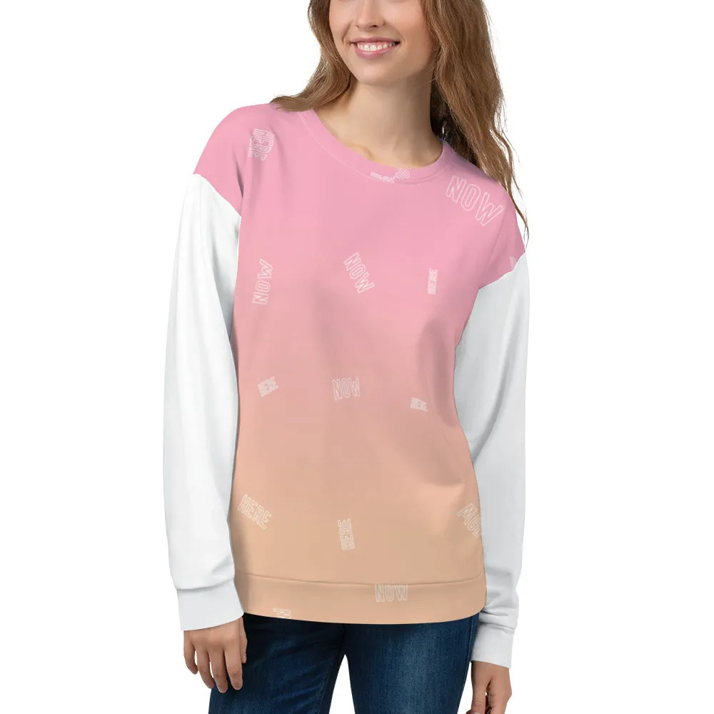 Felpa unisex rosa con maniche bianche