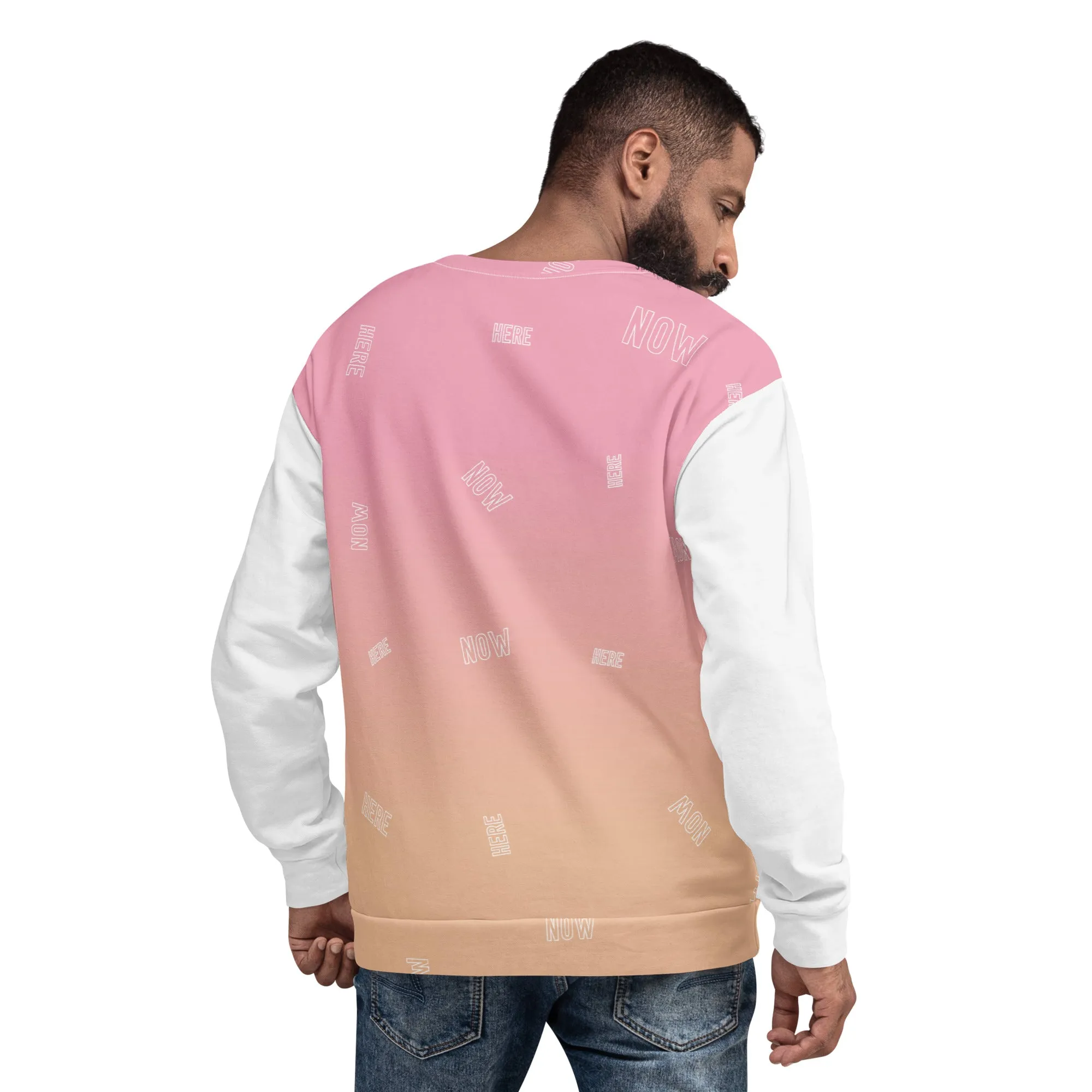 Felpa unisex rosa con maniche bianche