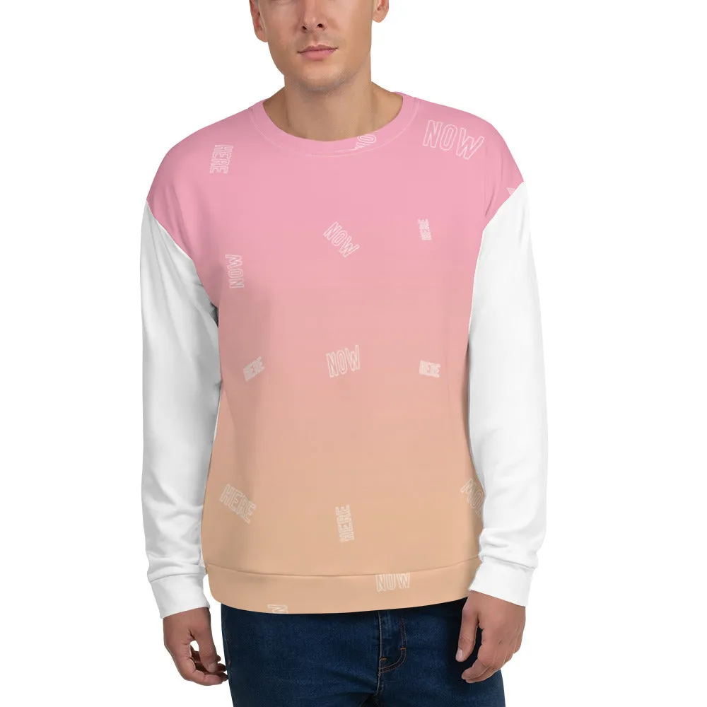 Felpa unisex rosa con maniche bianche
