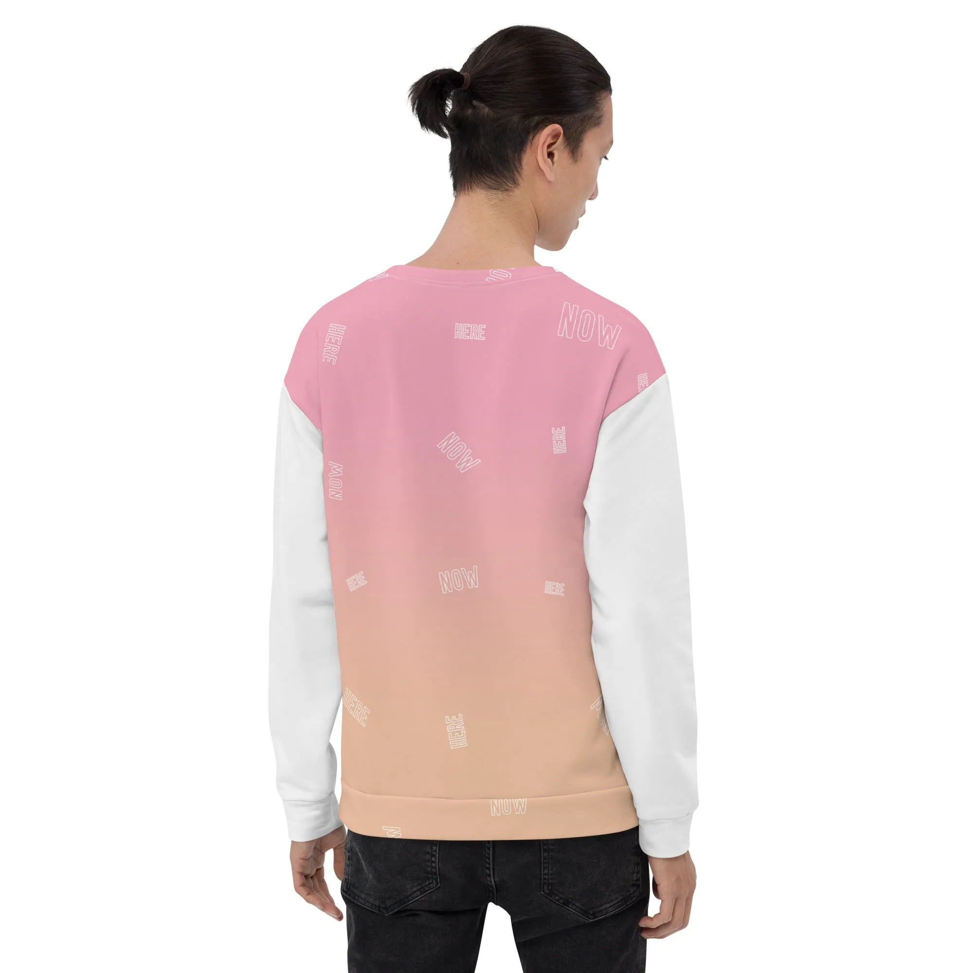 Felpa unisex rosa con maniche bianche