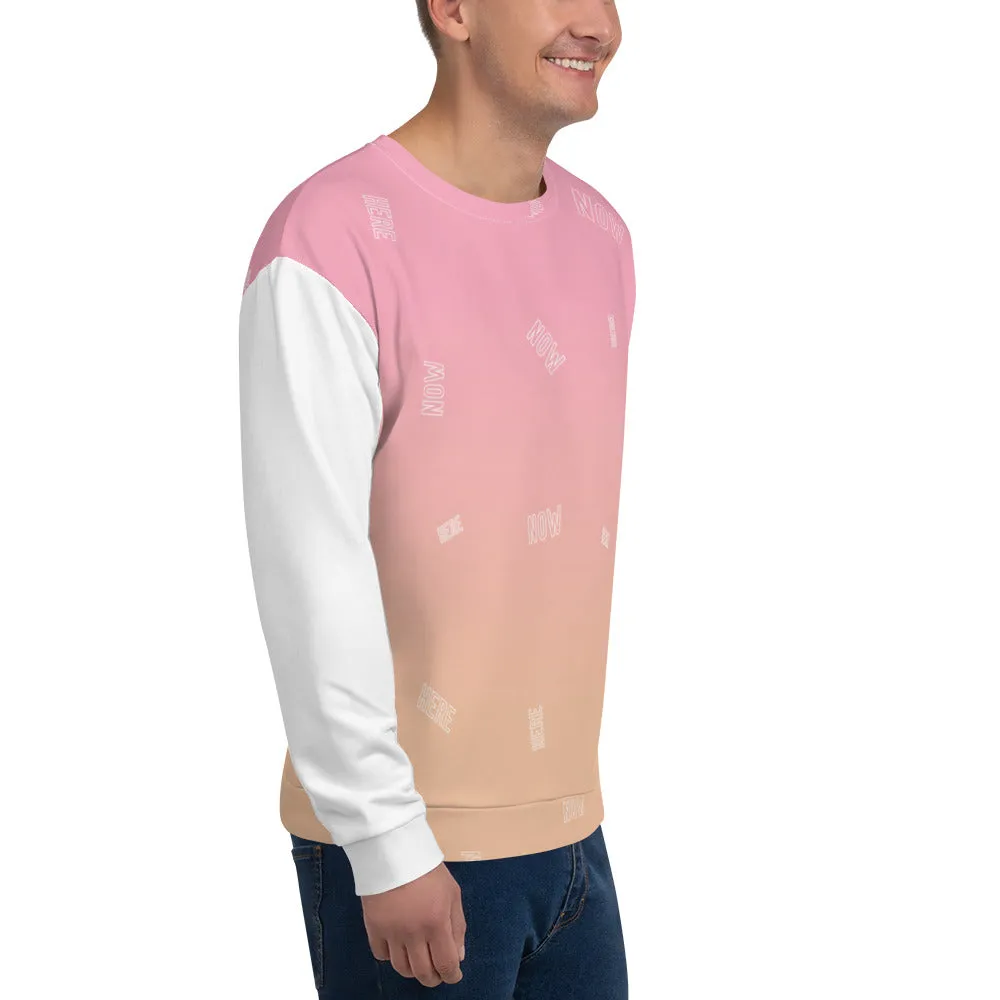 Felpa unisex rosa con maniche bianche