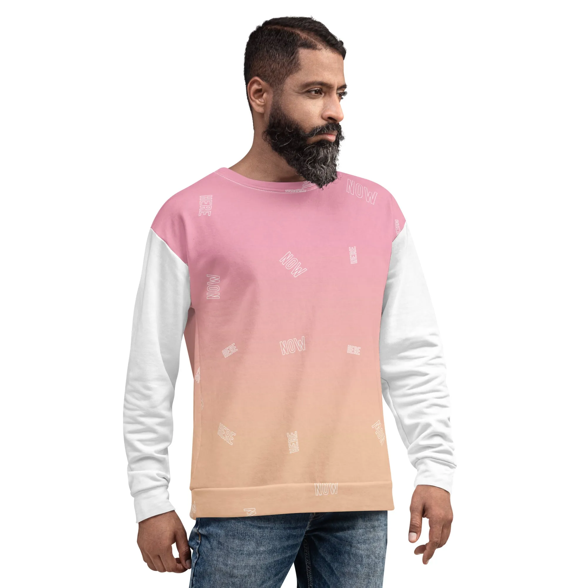 Felpa unisex rosa con maniche bianche