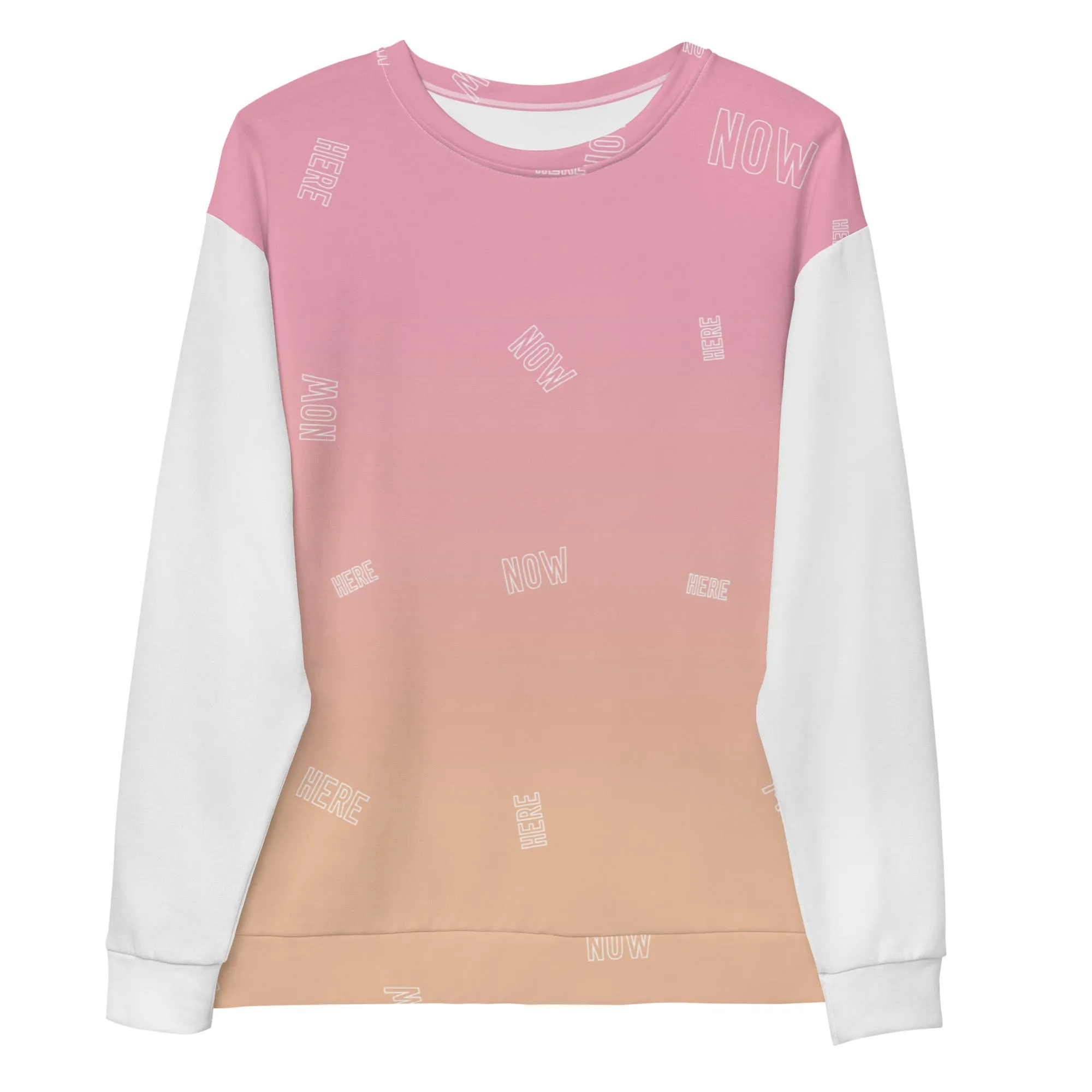 Felpa unisex rosa con maniche bianche