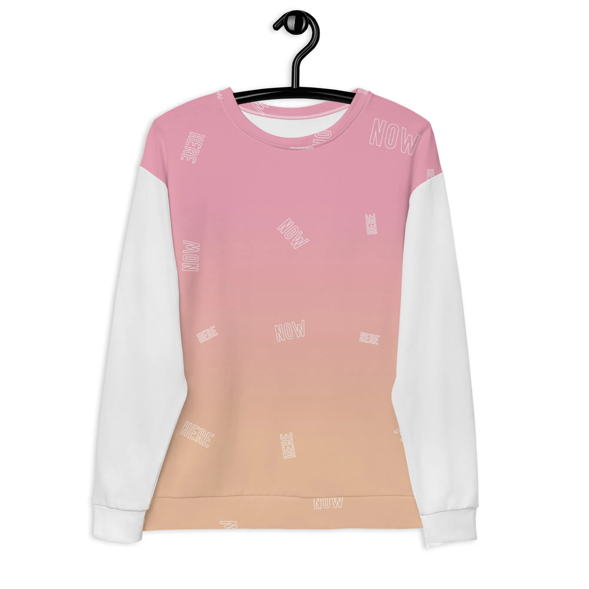 Felpa unisex rosa con maniche bianche