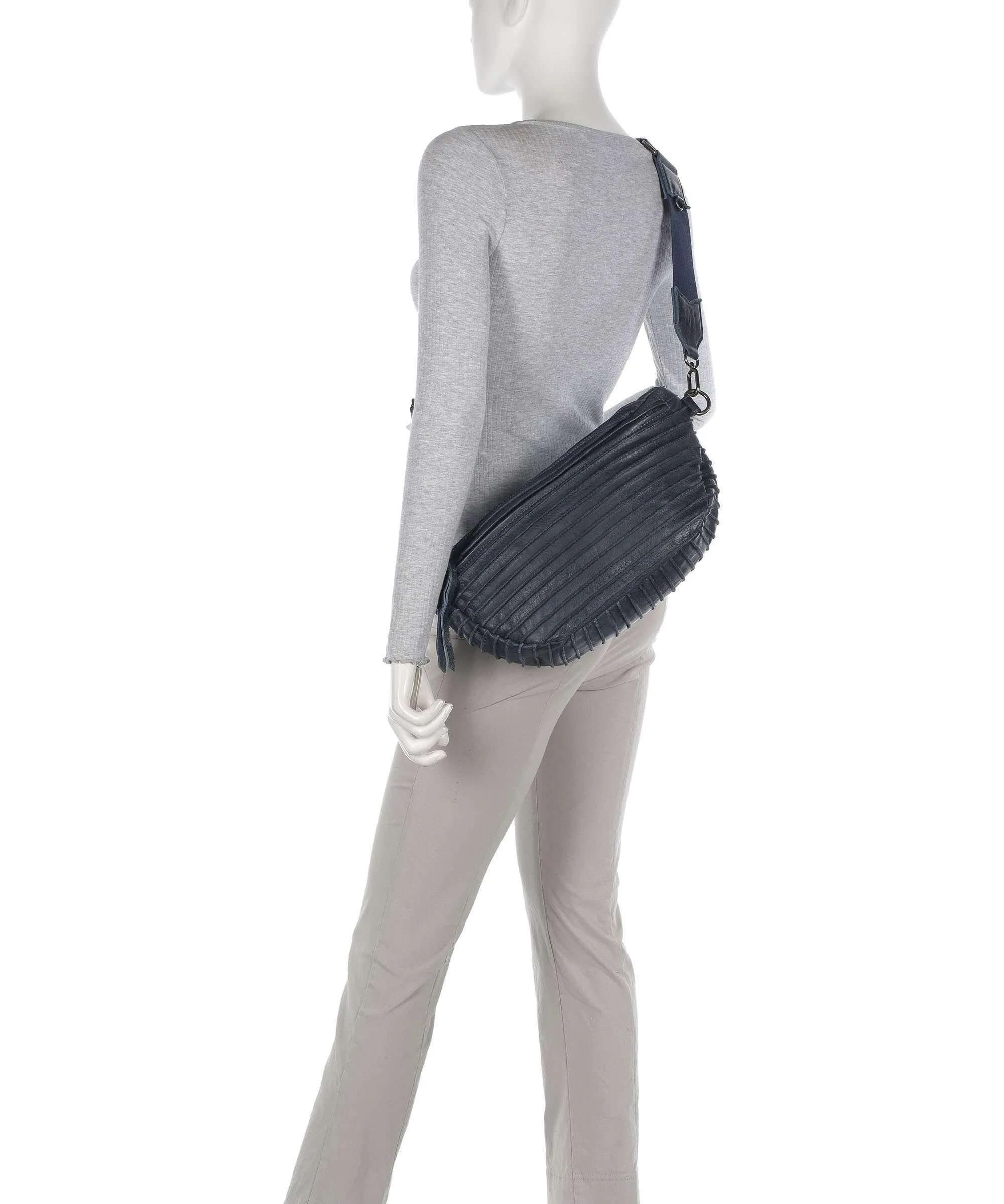  FredsBruder mini Borsa a tracolla pelle granulata blu scuro  