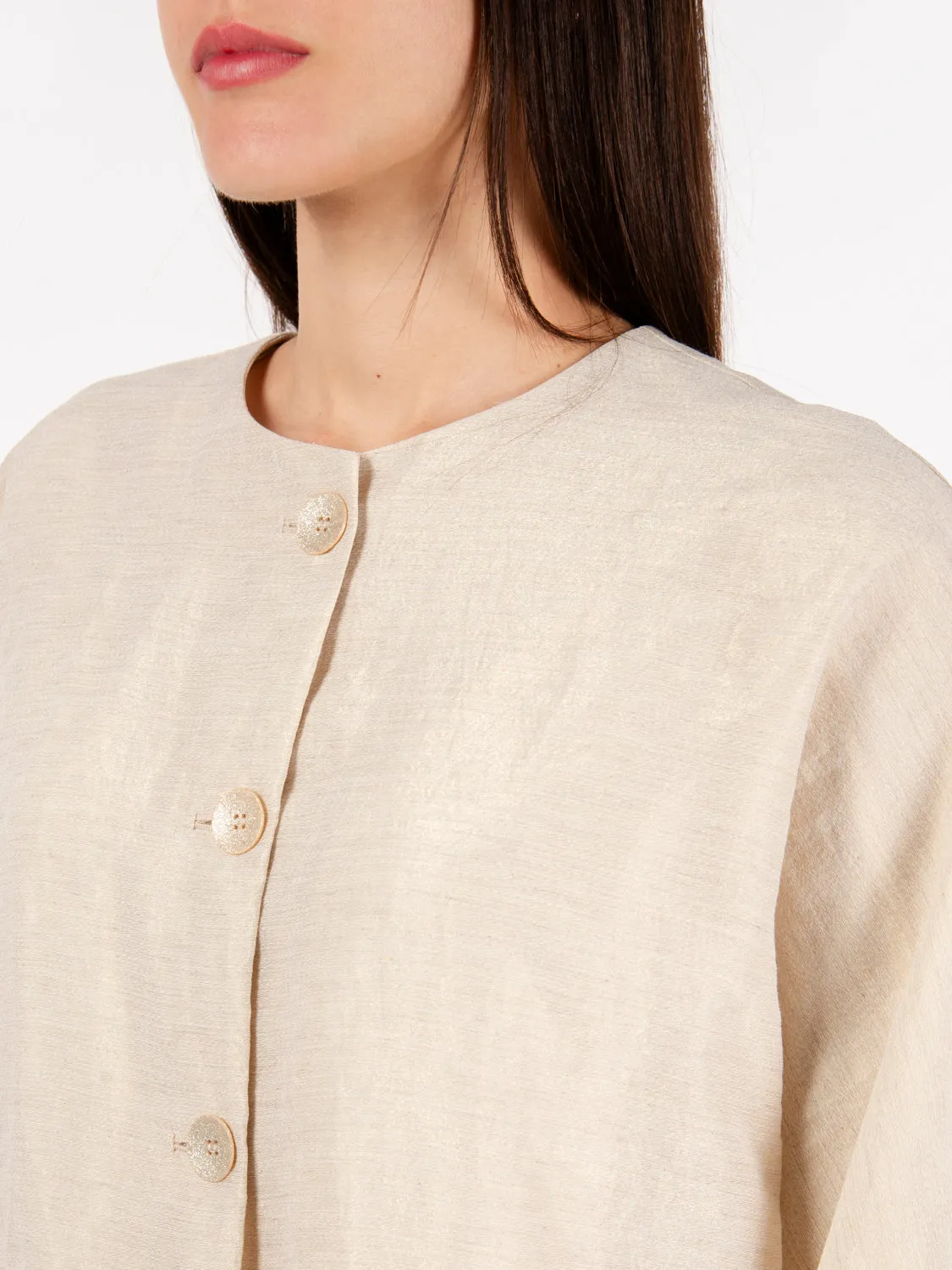 Giacca laminata beige