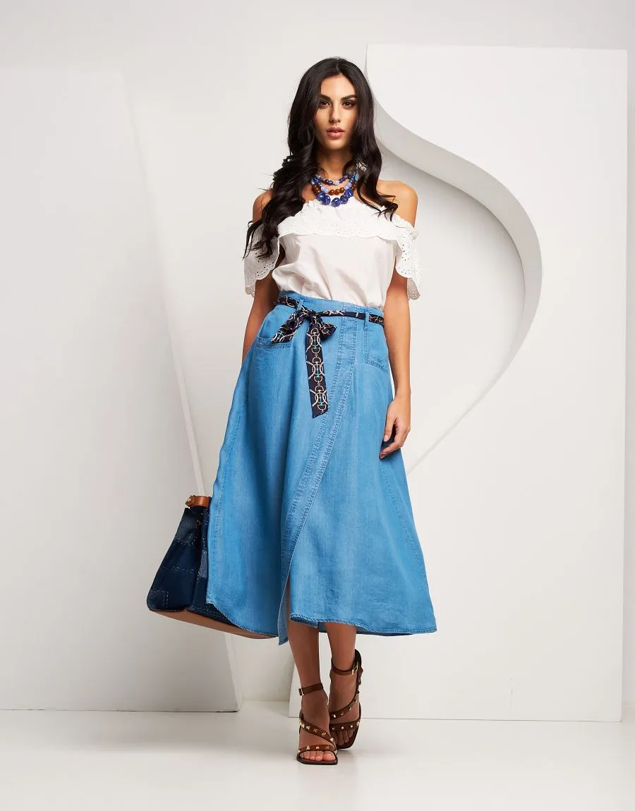 Gonna in denim con spacco