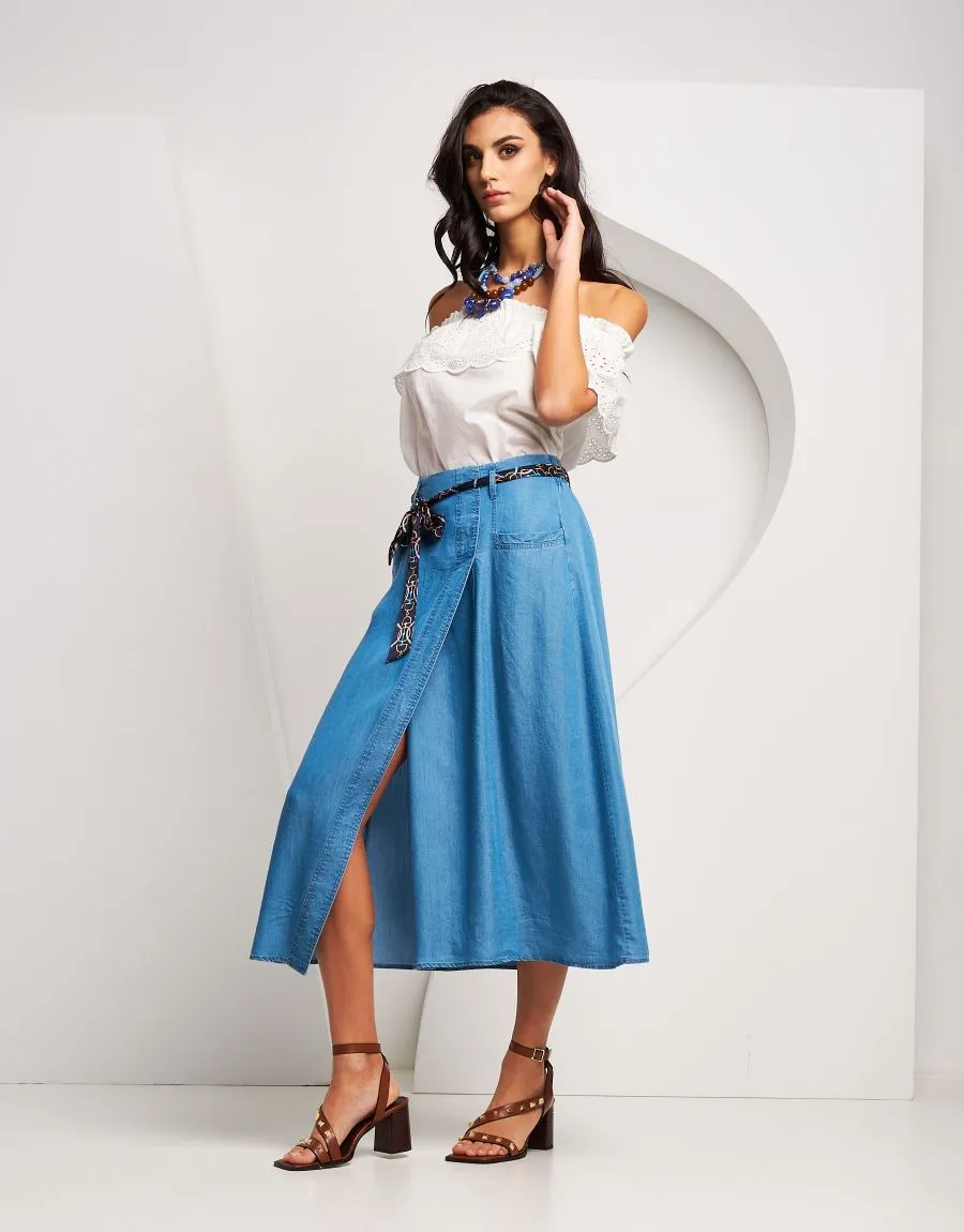Gonna in denim con spacco
