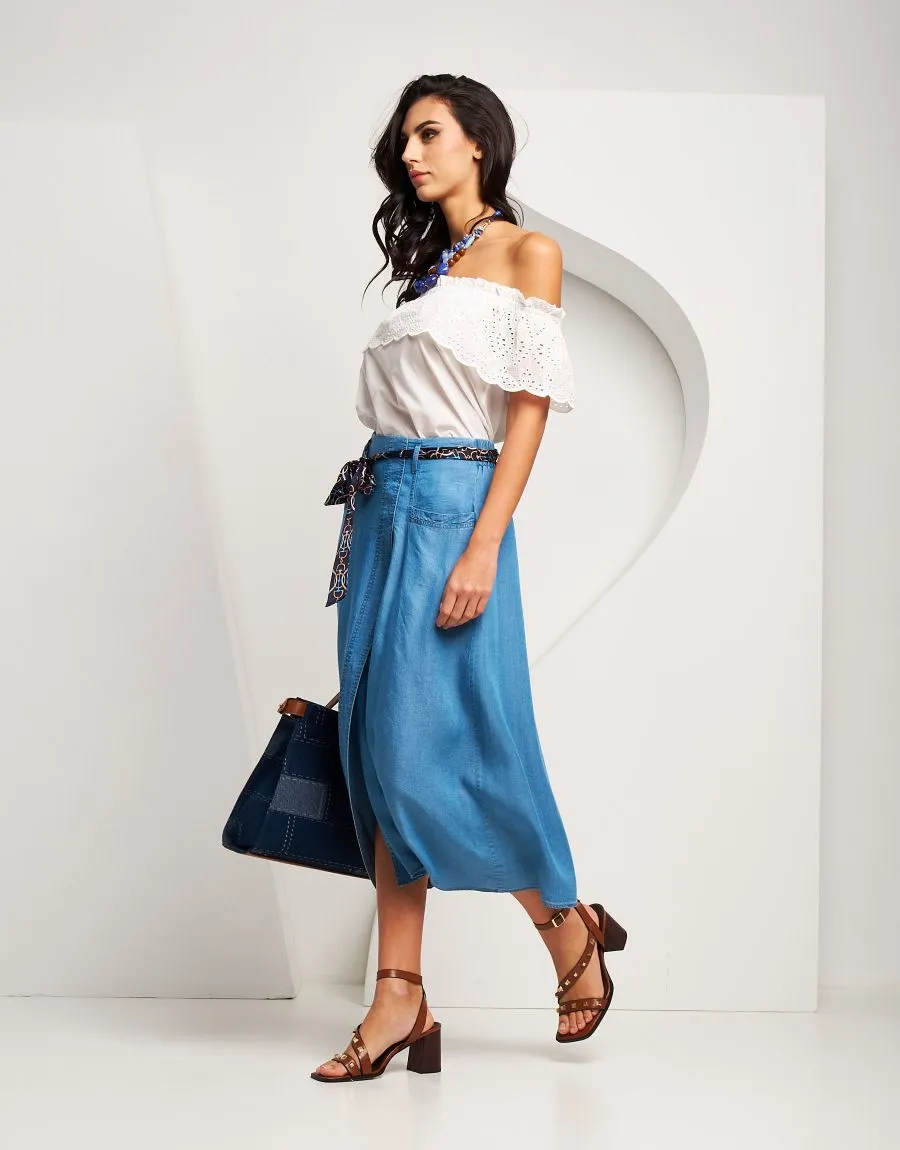 Gonna in denim con spacco