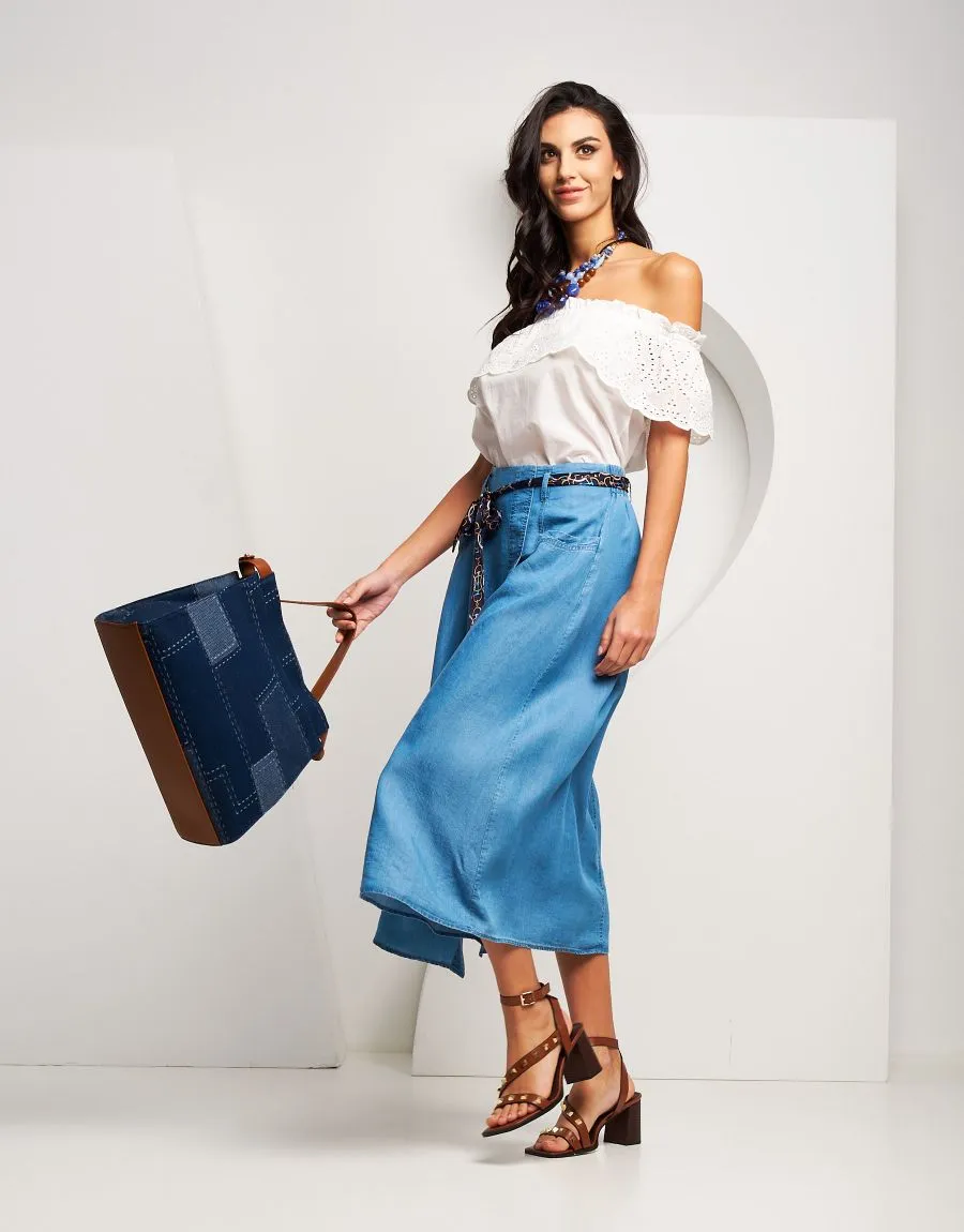 Gonna in denim con spacco