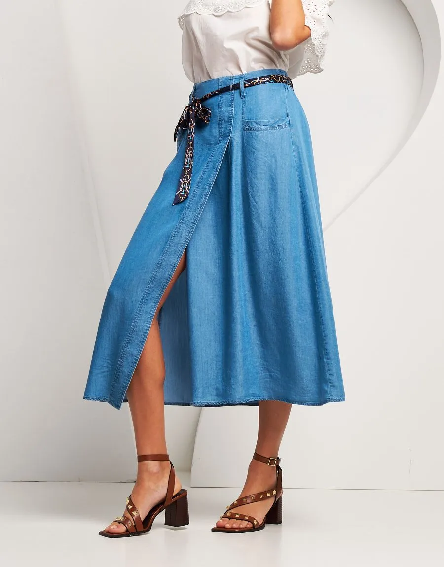 Gonna in denim con spacco