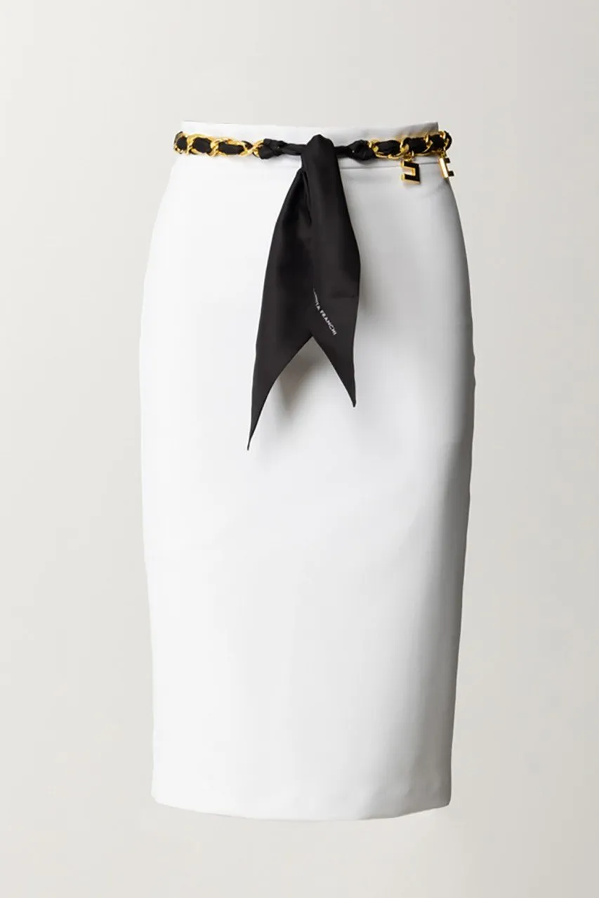 Gonna midi con foulard Avorio