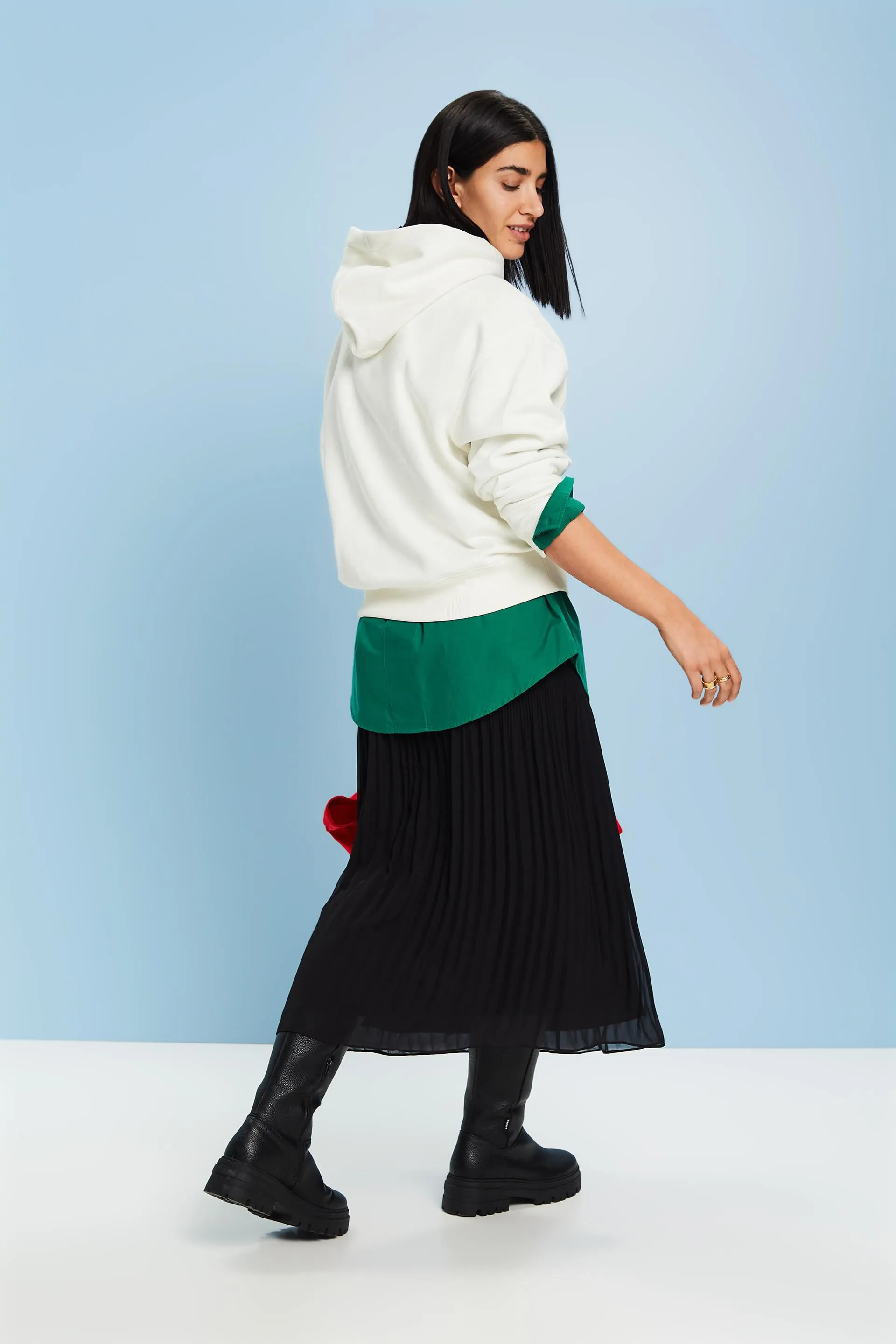 Gonna midi in chiffon plissettato