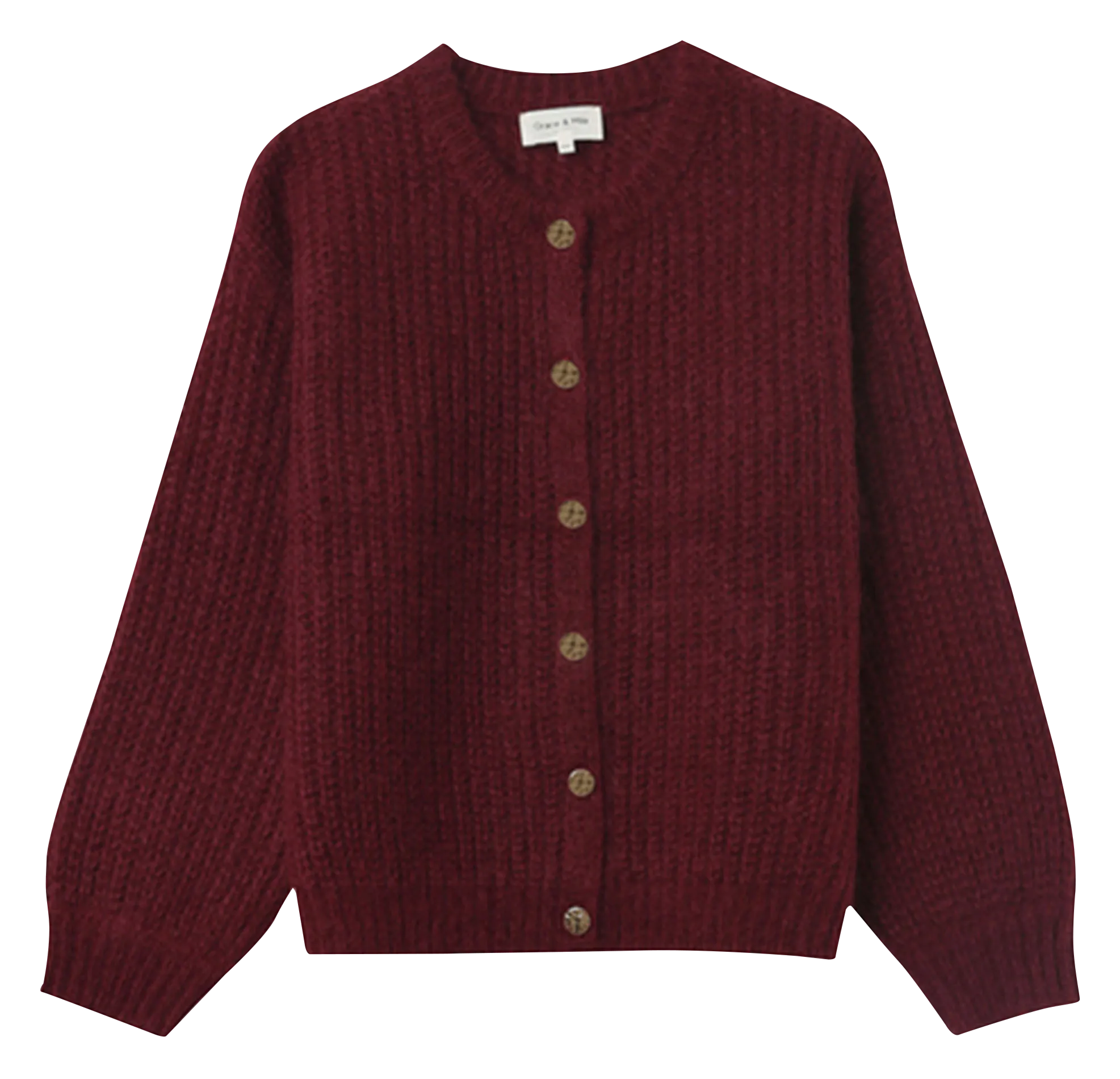  GRACE ET MILA   NAIS - Gilet a collo rotondo diritto in maglia lavorata | Rosso