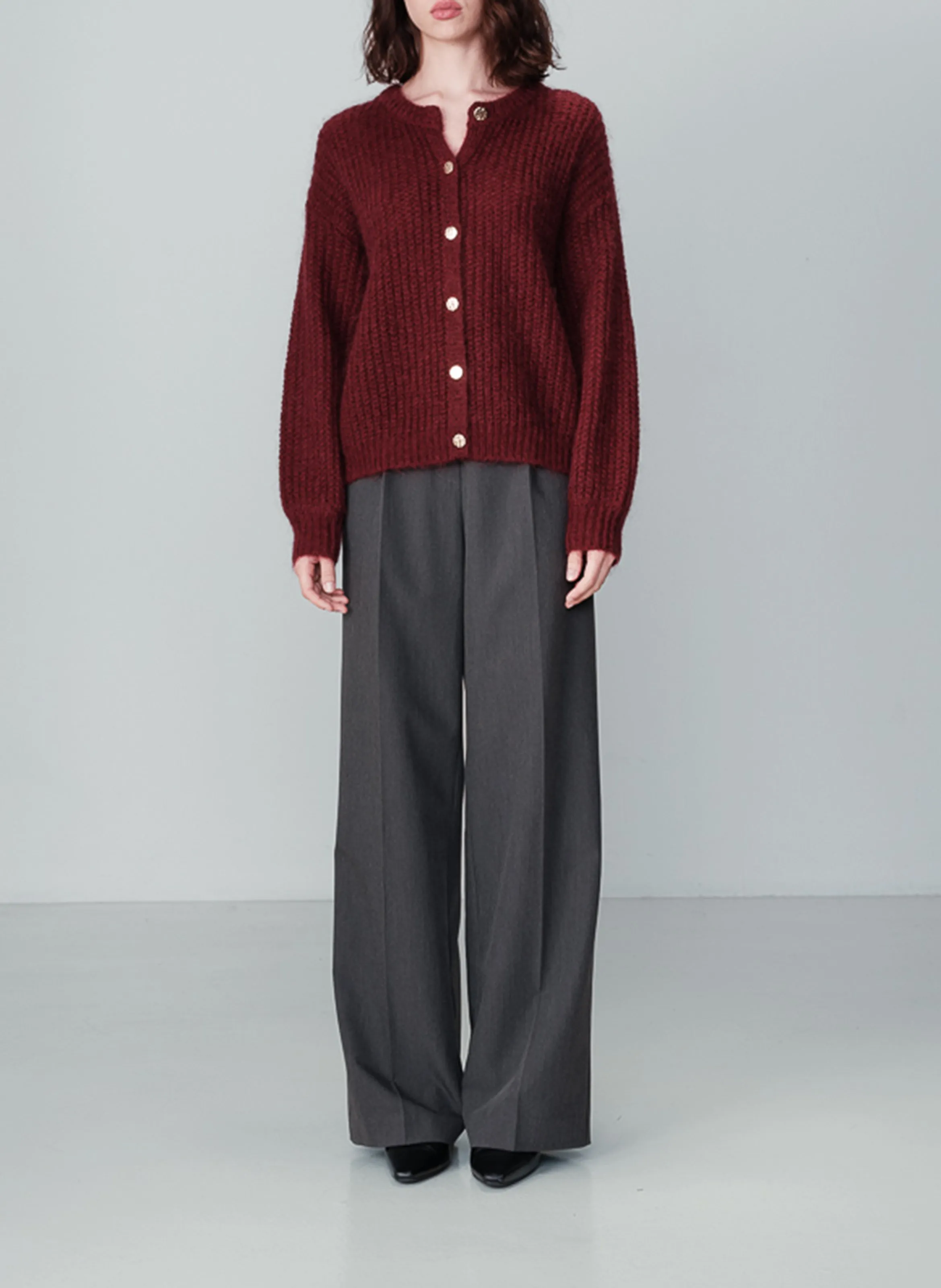  GRACE ET MILA   NAIS - Gilet a collo rotondo diritto in maglia lavorata | Rosso