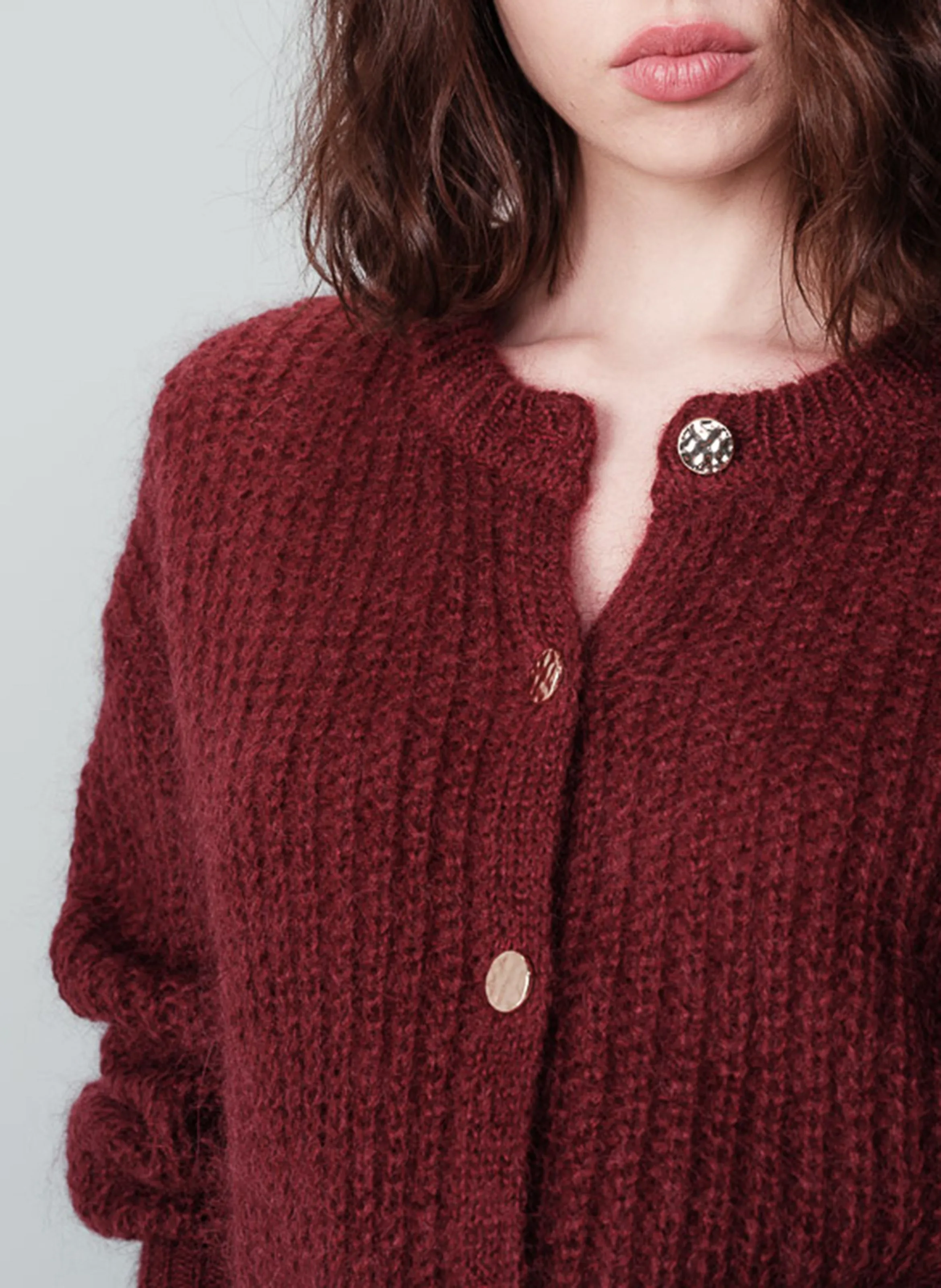  GRACE ET MILA   NAIS - Gilet a collo rotondo diritto in maglia lavorata | Rosso