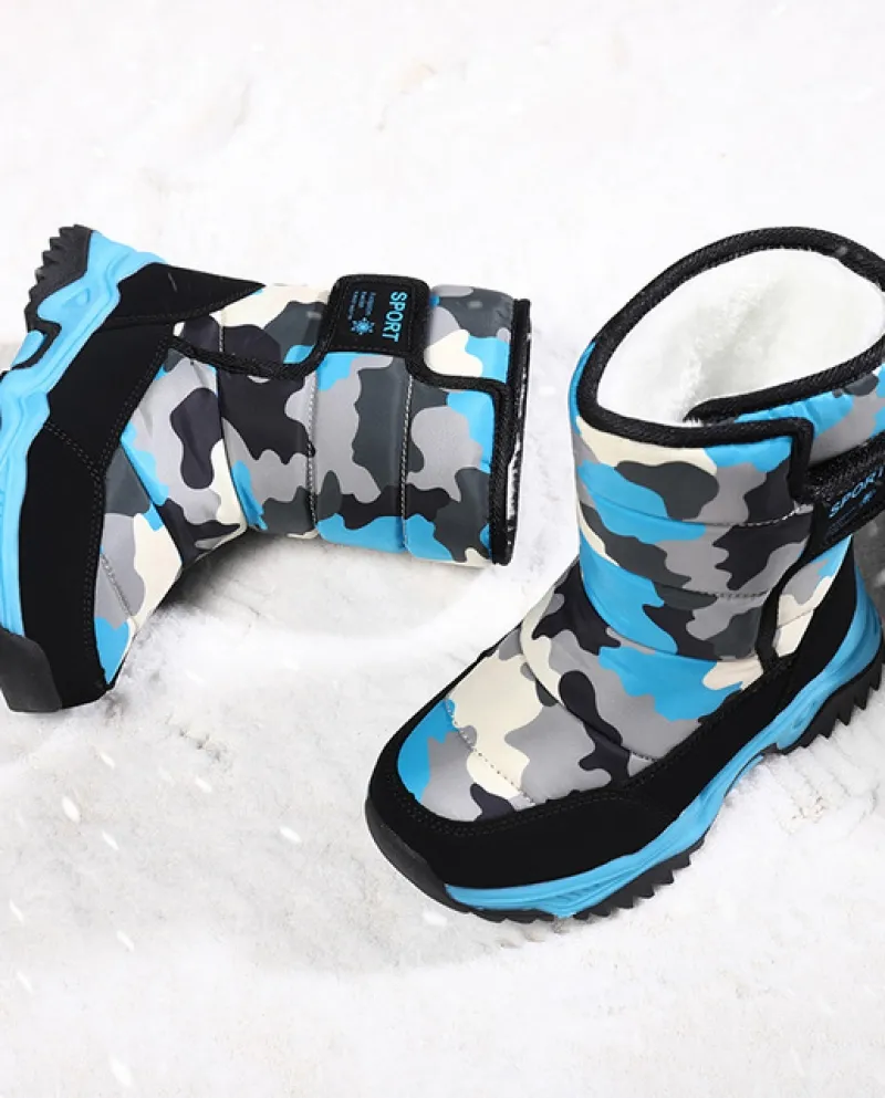Gthmb Stivali per bambini Snow Comouflage Boy Girls Casual Winter Waterproof Rain Stivaletti Scarpe invernali per bambini Tenis