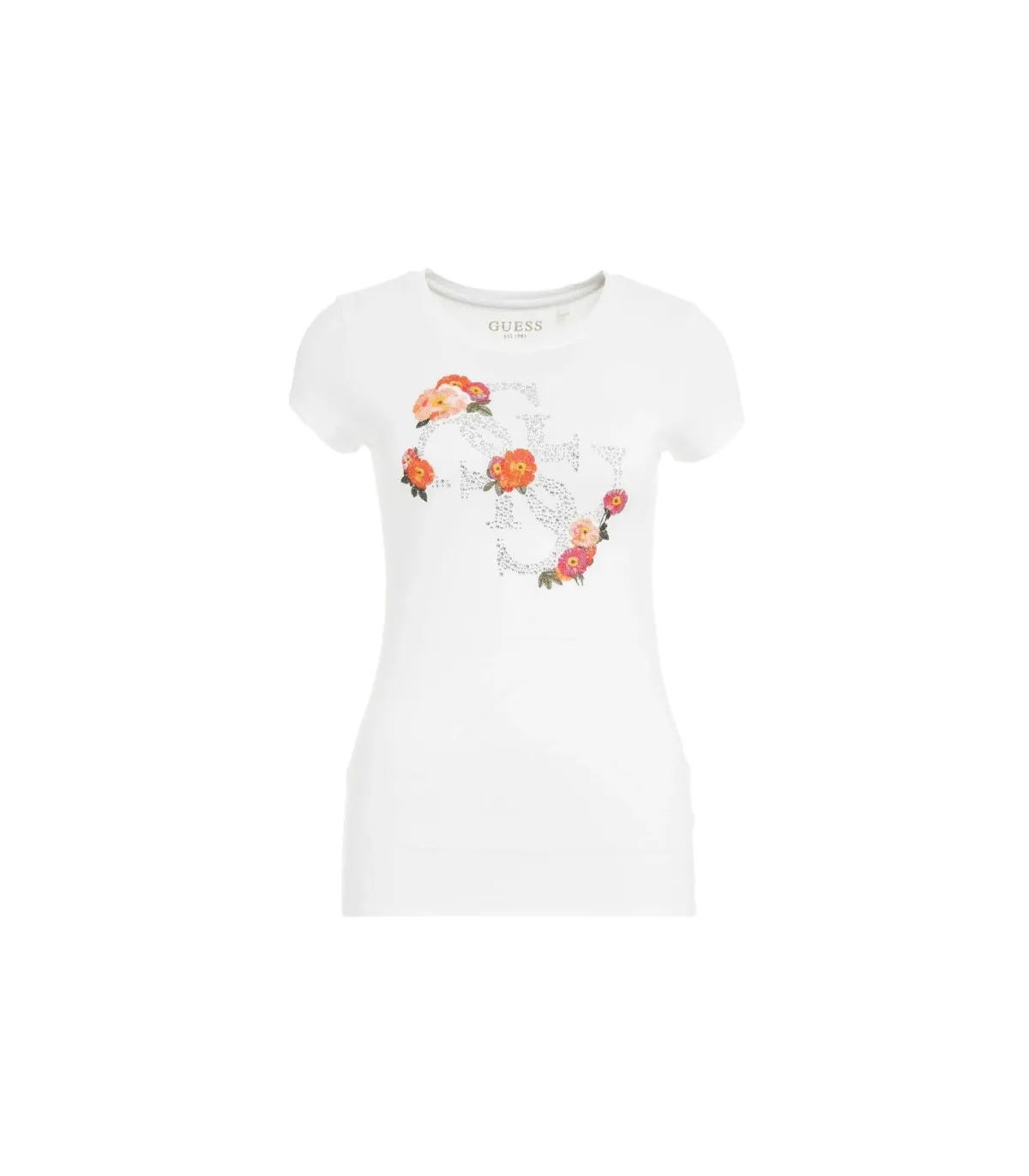 Guess Donna T-Shirt Manica Corta  Flower Quattro Logo R3