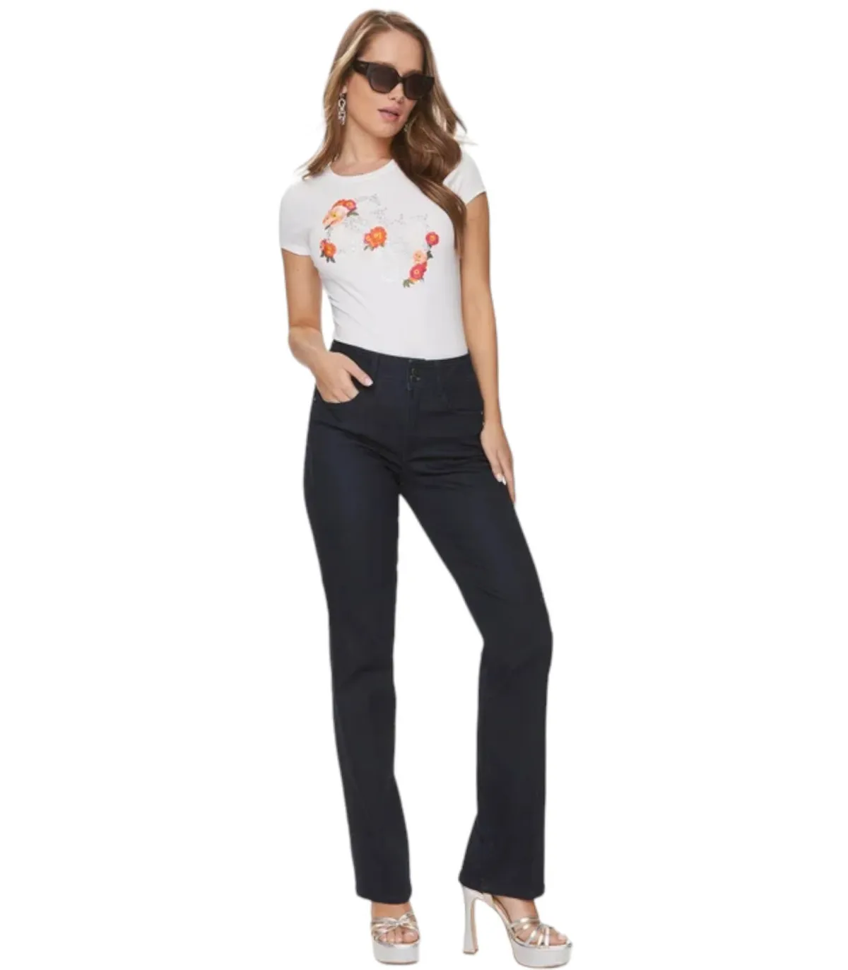 Guess Donna T-Shirt Manica Corta  Flower Quattro Logo R3