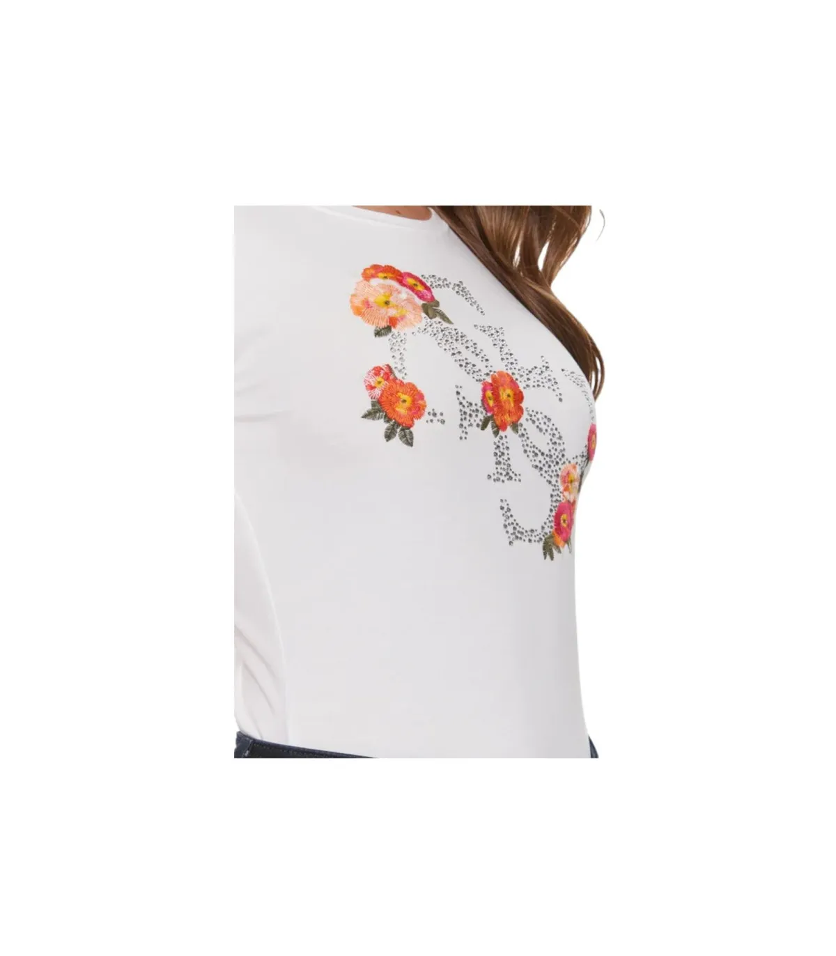 Guess Donna T-Shirt Manica Corta  Flower Quattro Logo R3