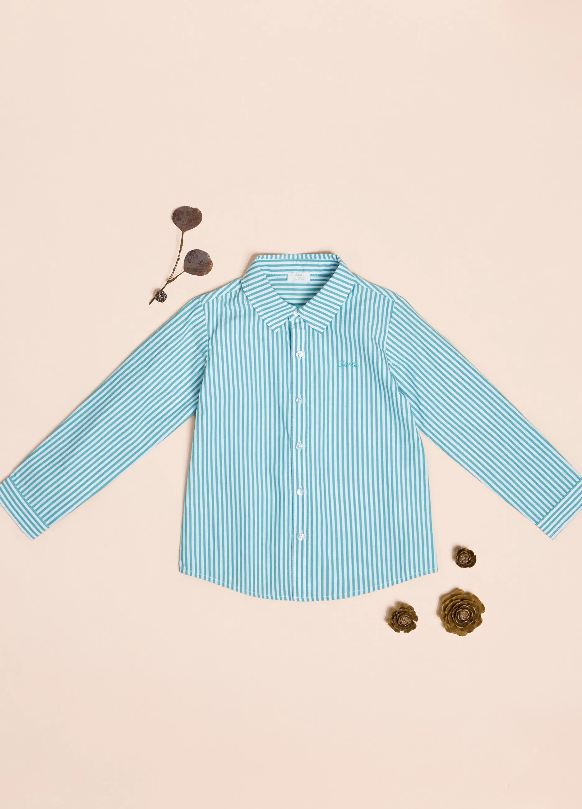 IANA  Camicia in puro cotone tinto filo rigata IANA neonato
