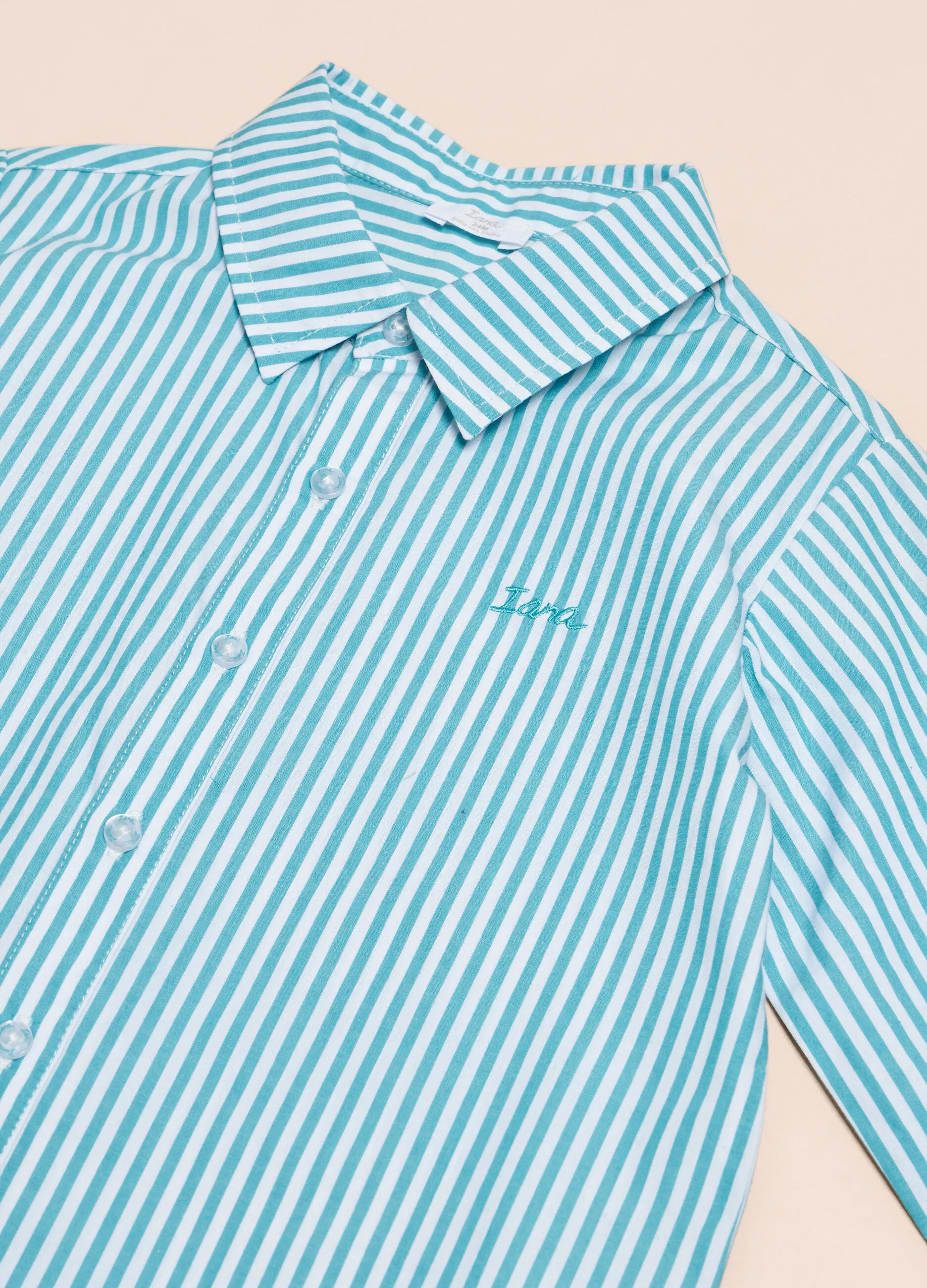 IANA  Camicia in puro cotone tinto filo rigata IANA neonato