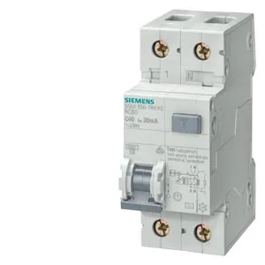 Interruttore Magnetotermico Differenziale, 6 kA, 1P+N, Tipo AC, 30 mA, Car. C, In: 10 A, Un AC: 230 V - SIEMENS 5SU13561KK10 