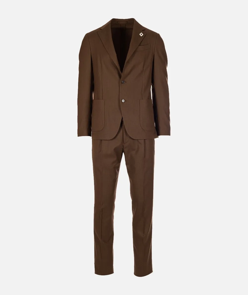 LARDINI--Abito marrone in lana strech - easy wear