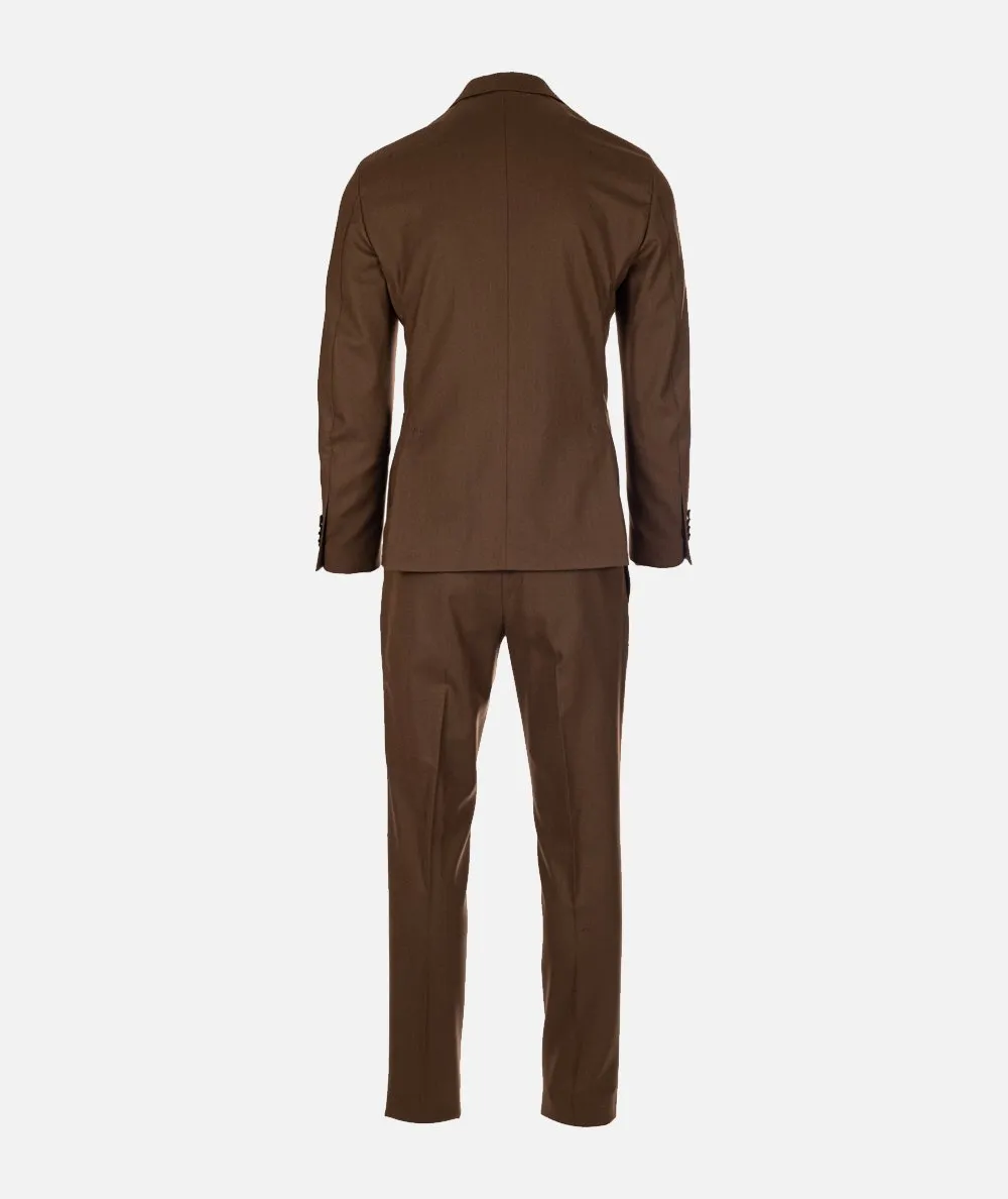 LARDINI--Abito marrone in lana strech - easy wear