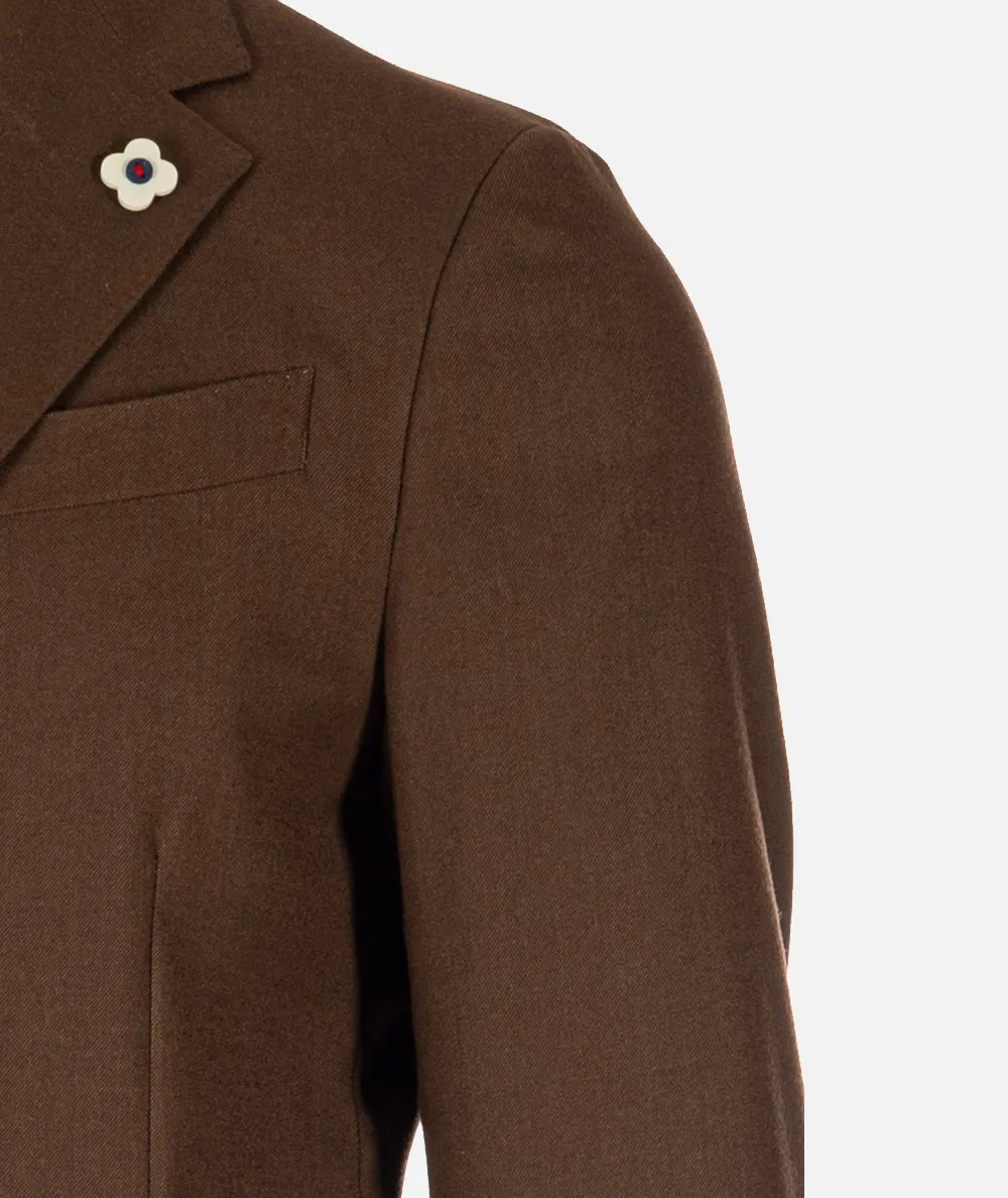 LARDINI--Abito marrone in lana strech - easy wear