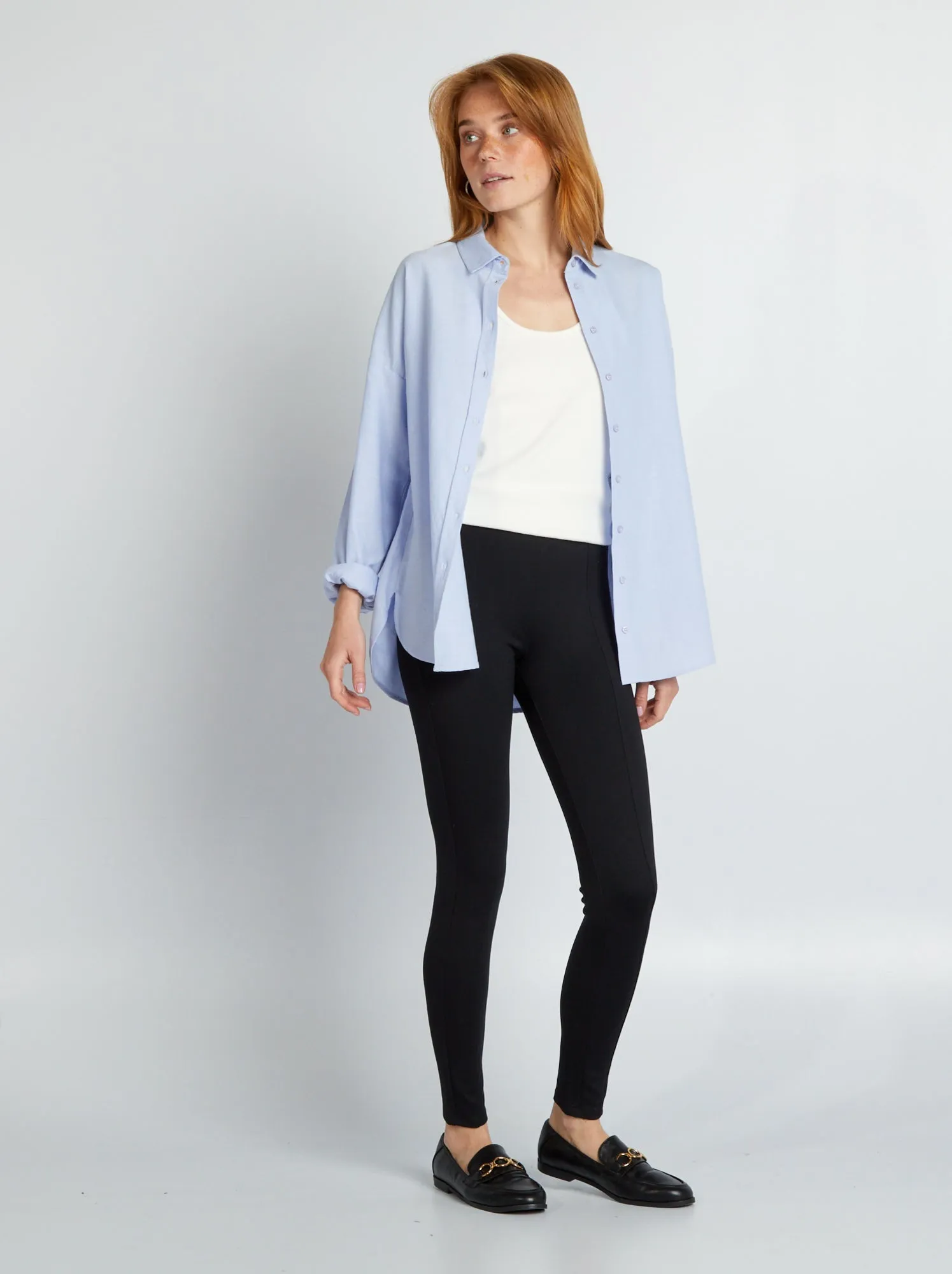 Leggings lunghi in maglia punto milano - nero