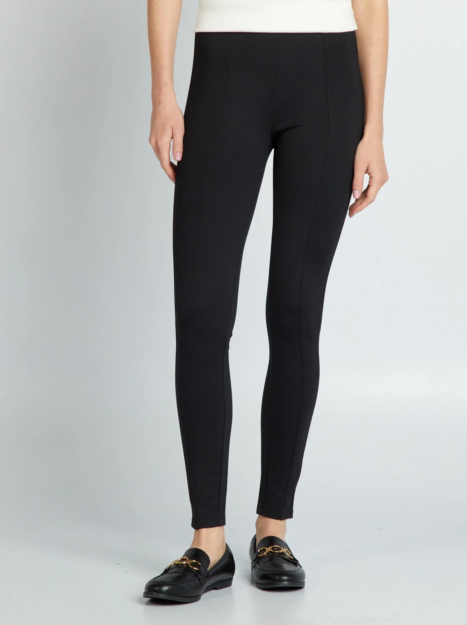 Leggings lunghi in maglia punto milano - nero
