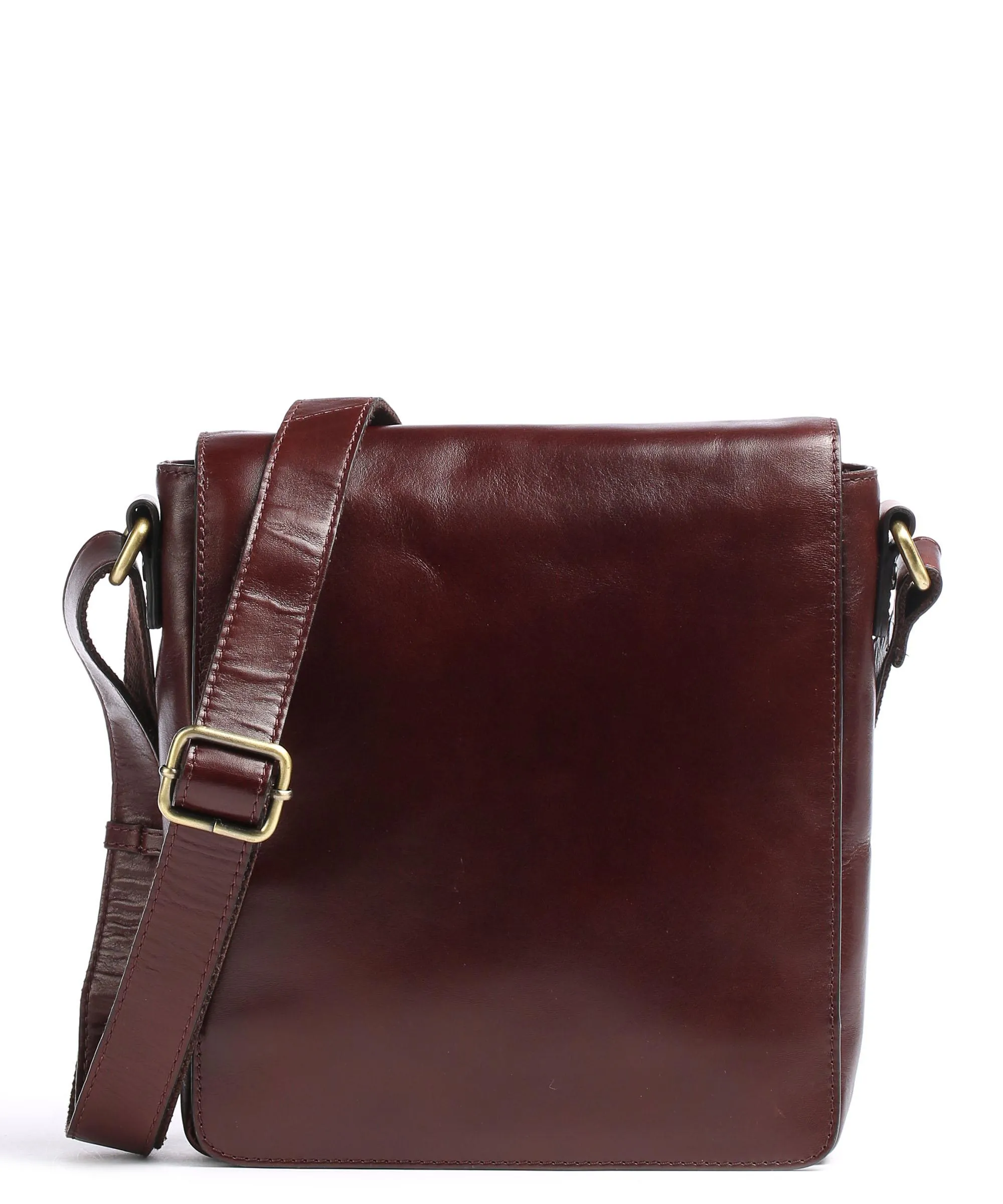  Leonhard Heyden Cambridge Borsa a tracolla pelle di vacchetta pull-up marrone rosso  