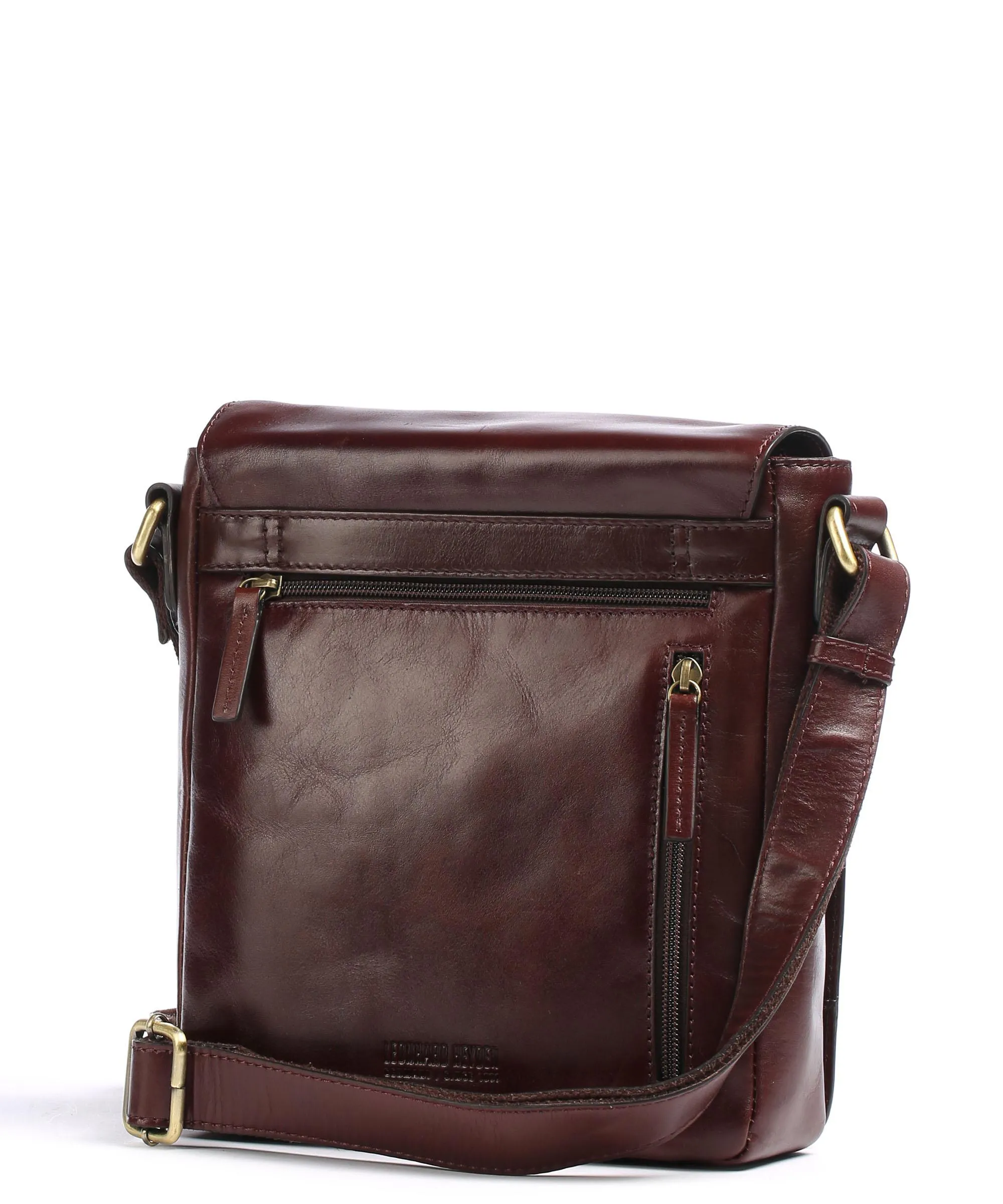  Leonhard Heyden Cambridge Borsa a tracolla pelle di vacchetta pull-up marrone rosso  