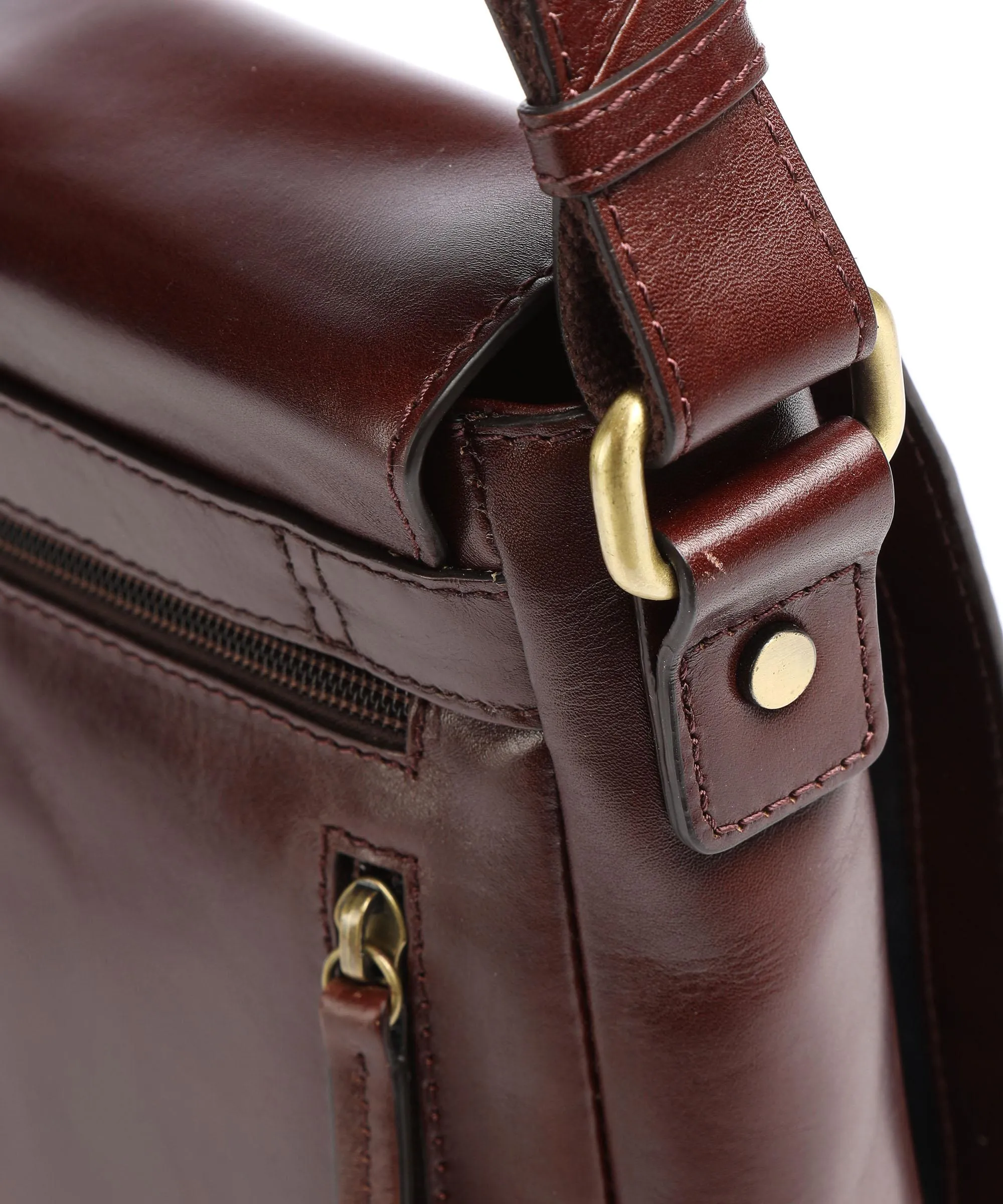  Leonhard Heyden Cambridge Borsa a tracolla pelle di vacchetta pull-up marrone rosso  