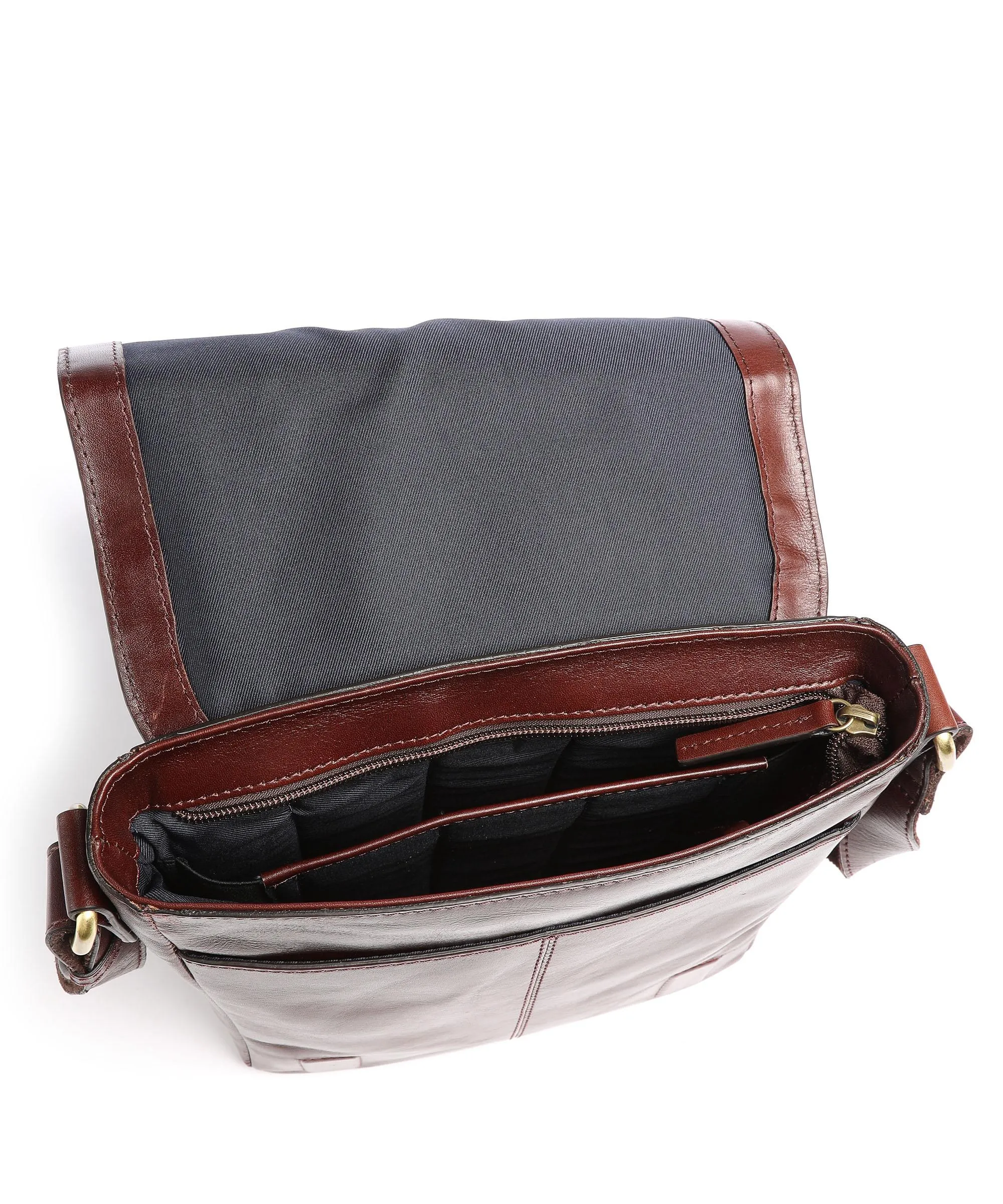  Leonhard Heyden Cambridge Borsa a tracolla pelle di vacchetta pull-up marrone rosso  